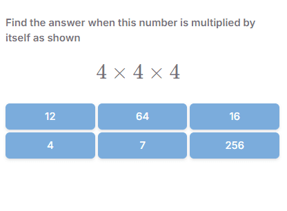 Exponent rule practiced through expanded form and calculation.
