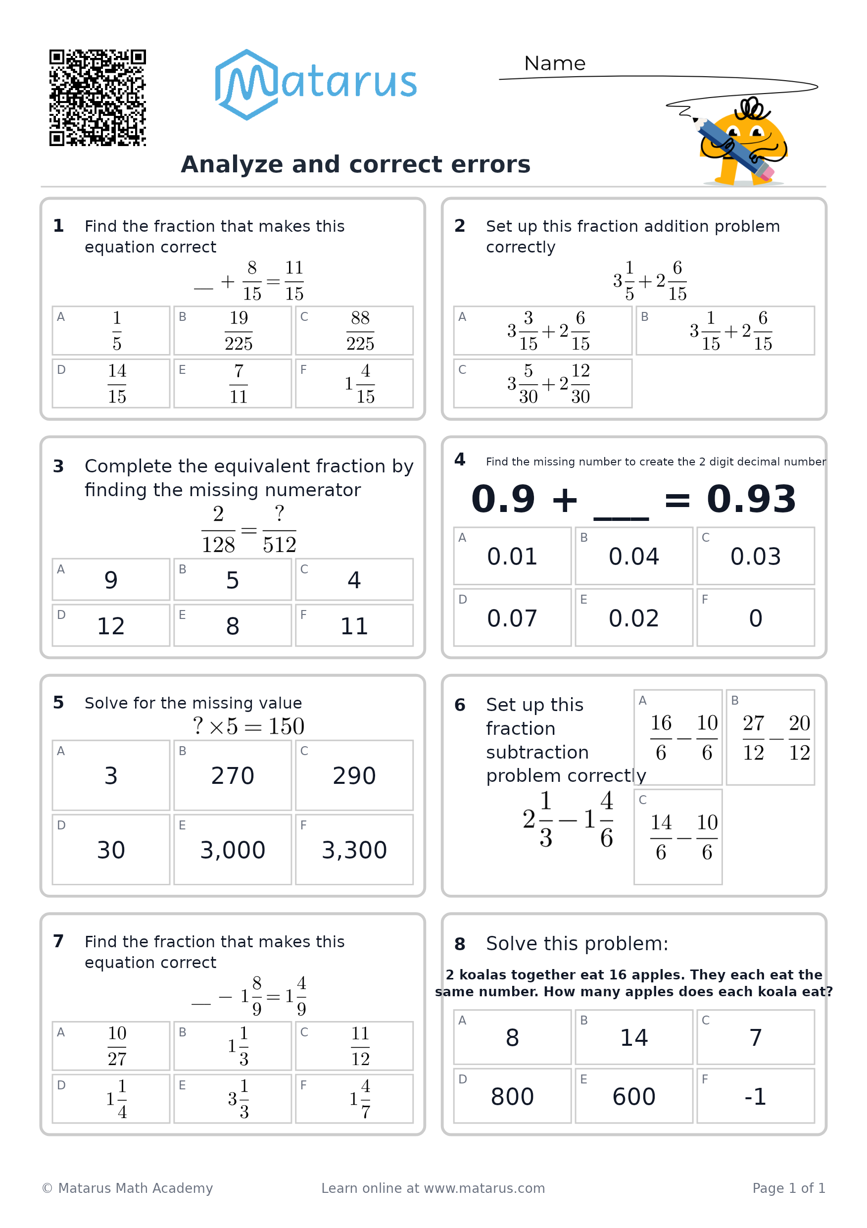 Free downloadable worksheet on grade 6 - Mathematical Reasoning