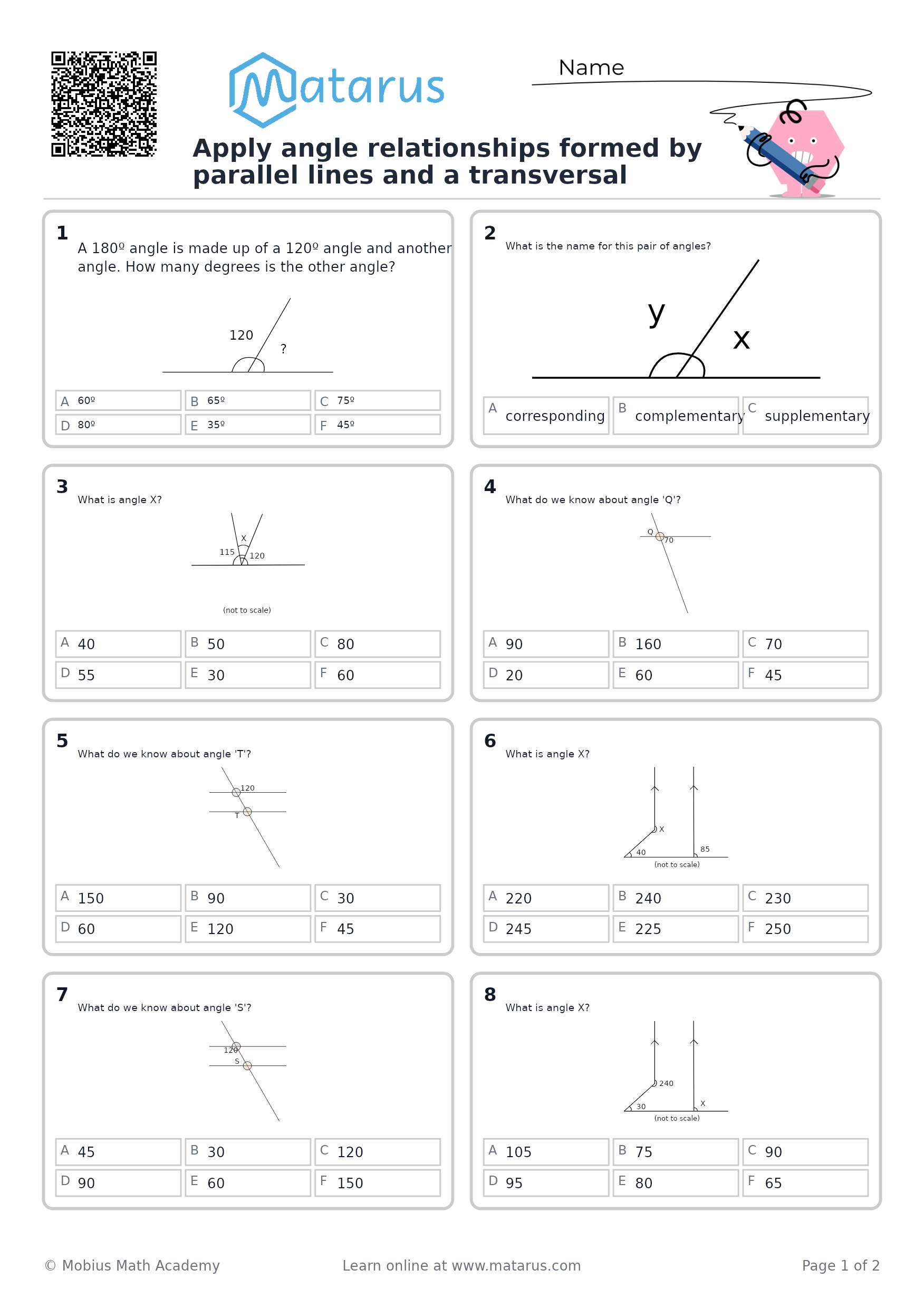 Free downloadable worksheet on grade 9 - Geometry