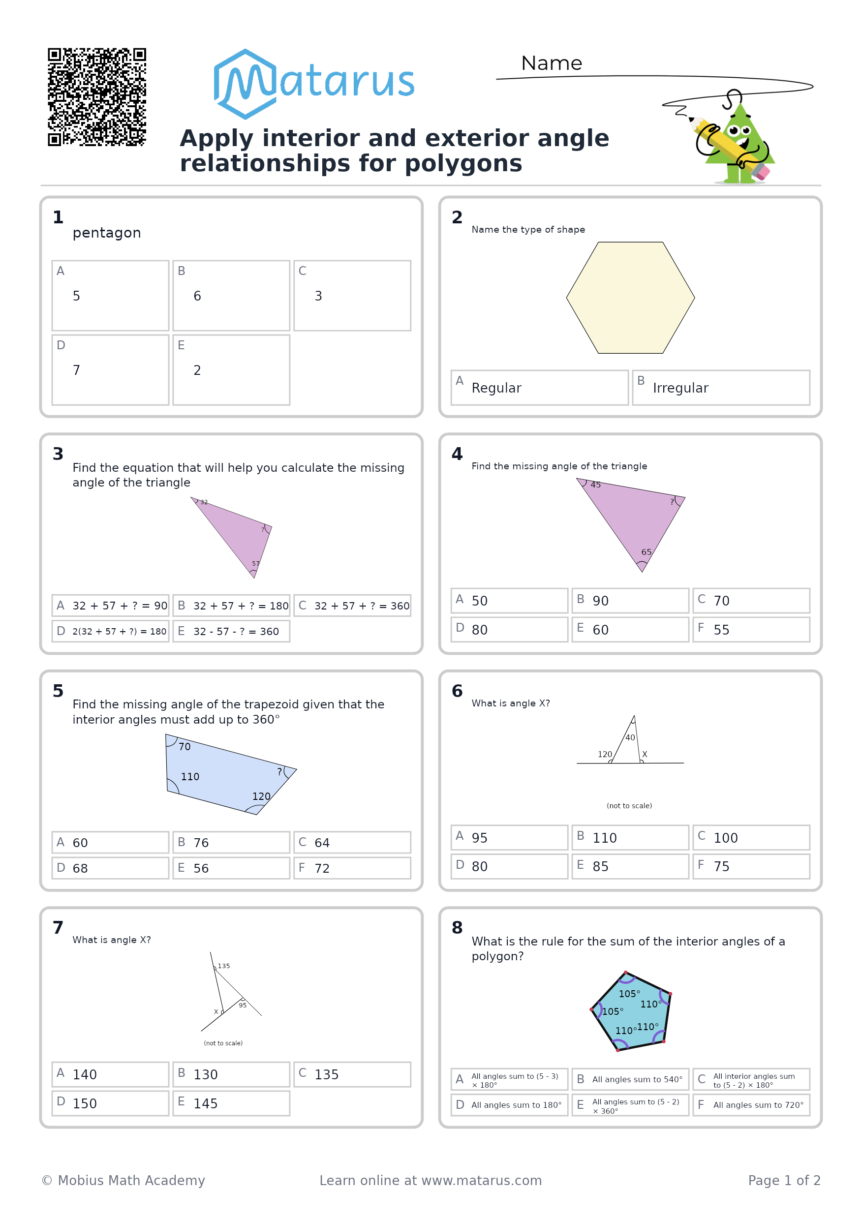 Free downloadable worksheet on grade 10 - Geometry and Similarity