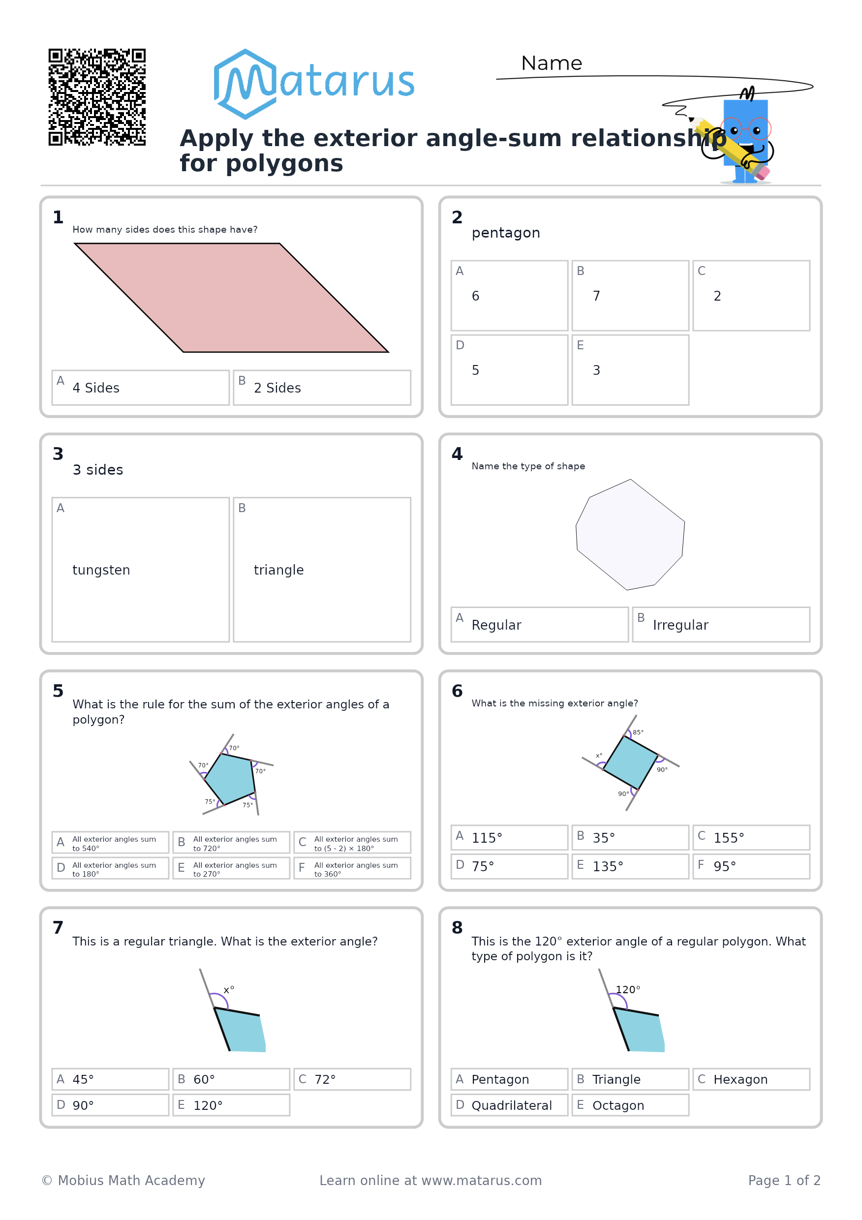 Free downloadable worksheet on grade 9 - Geometry