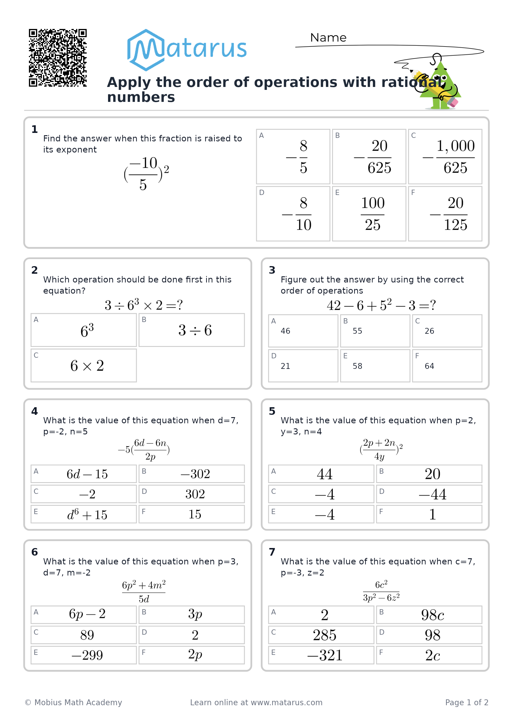 Free downloadable worksheet on grade 8 - Fractions, Decimals, and Percents