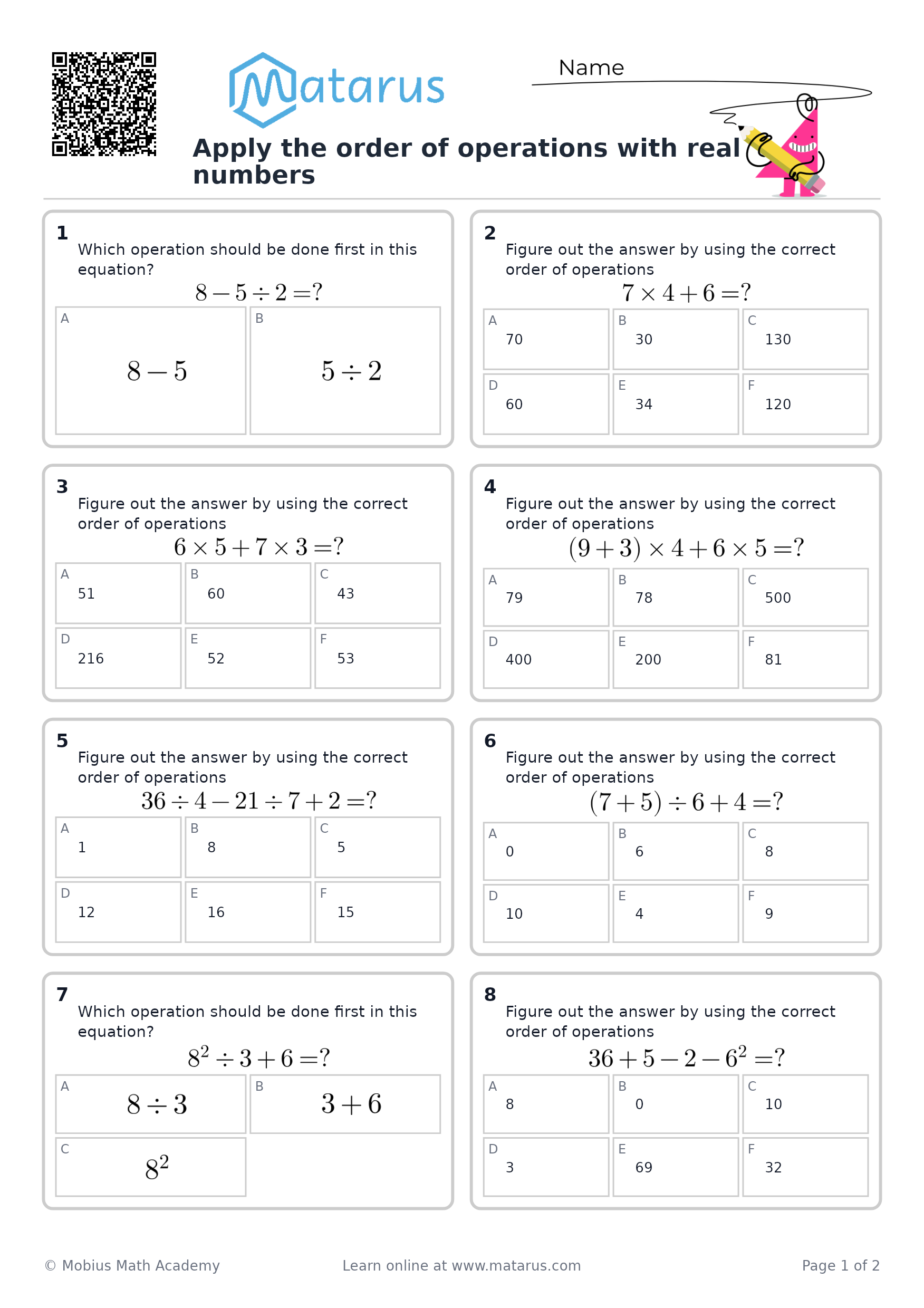 Free downloadable worksheet on grade 9 - Real Numbers