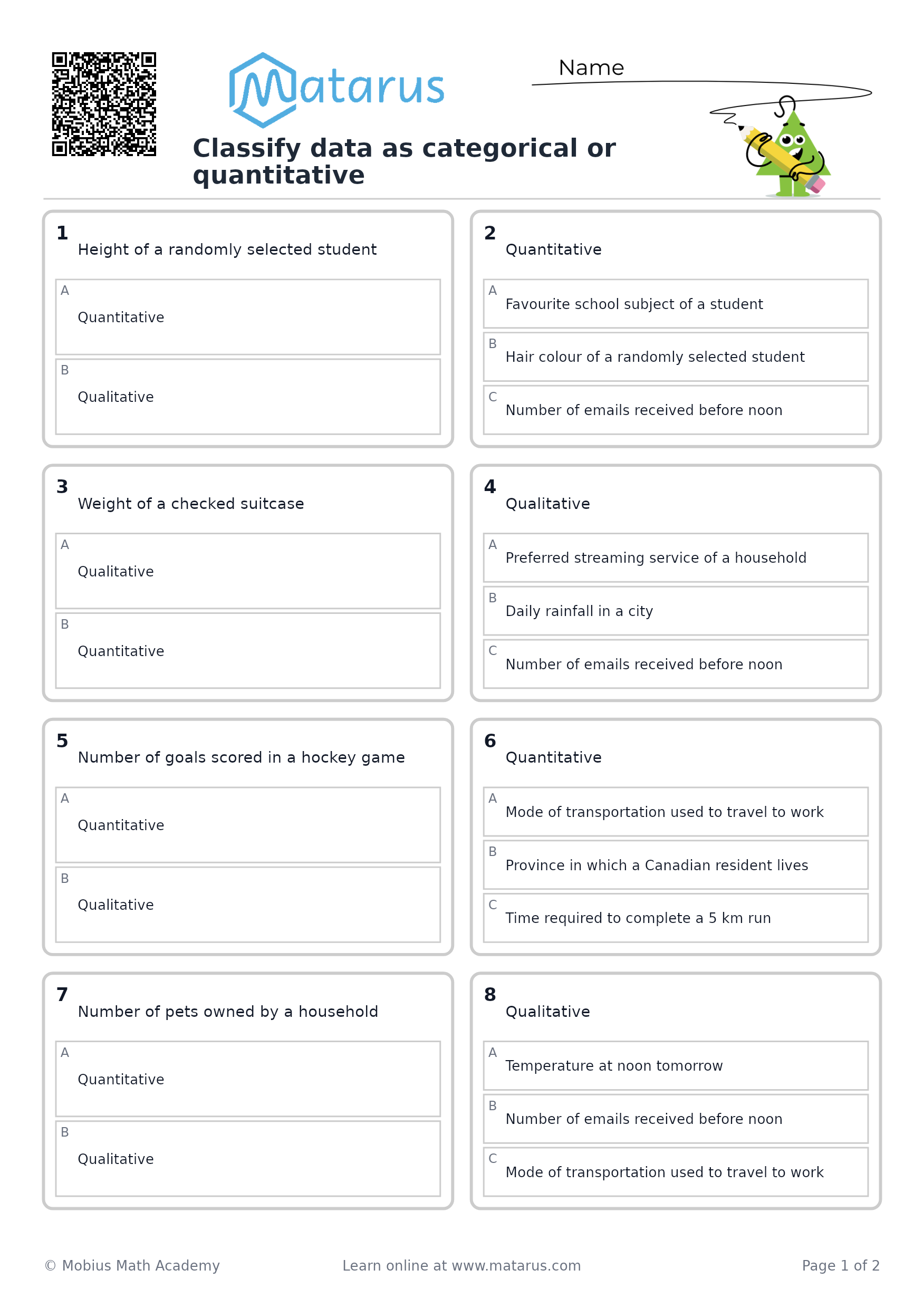 Free downloadable worksheet on grade 11 - Data Analysis
