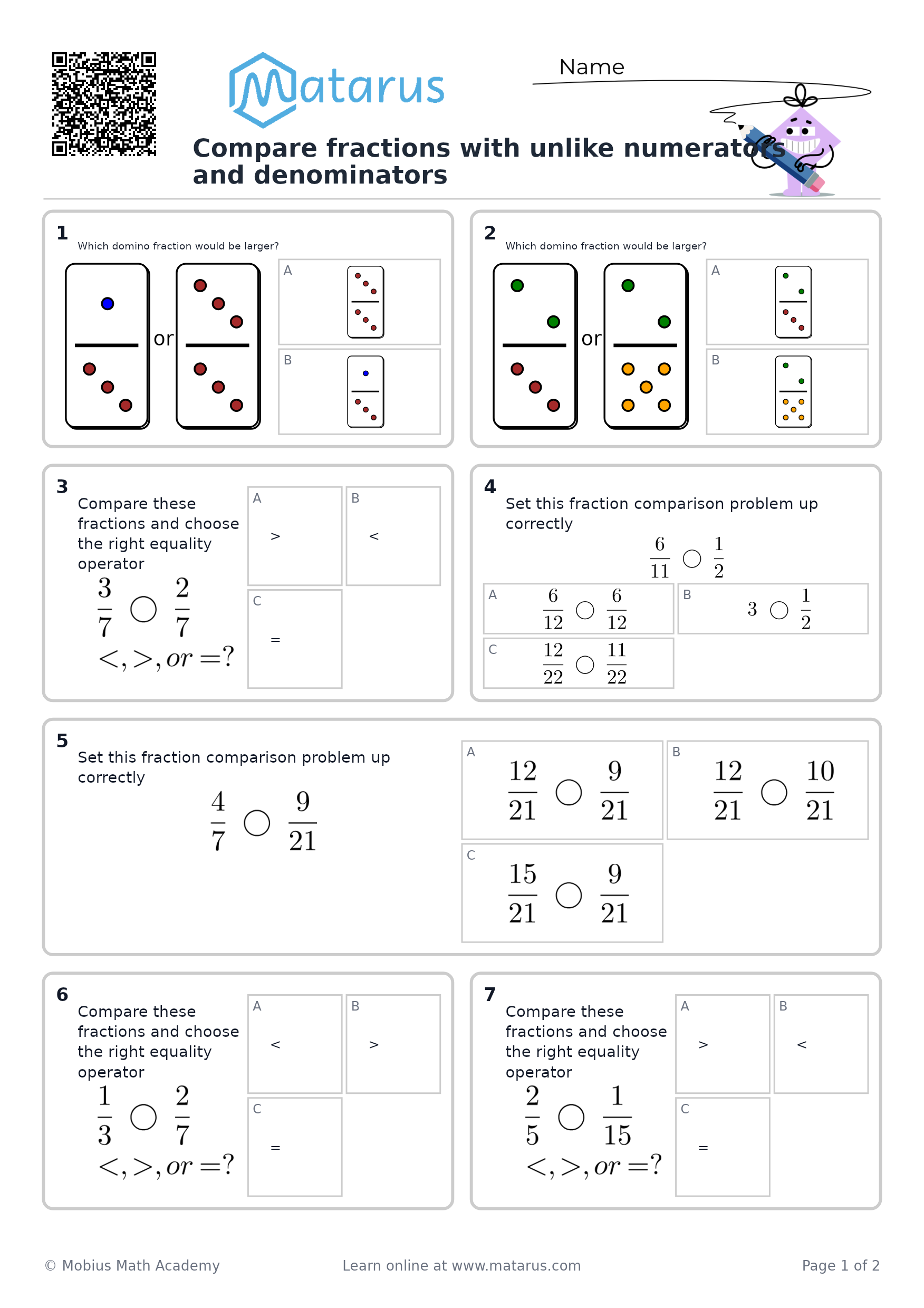 Free downloadable worksheet on grade 4 - Fractions