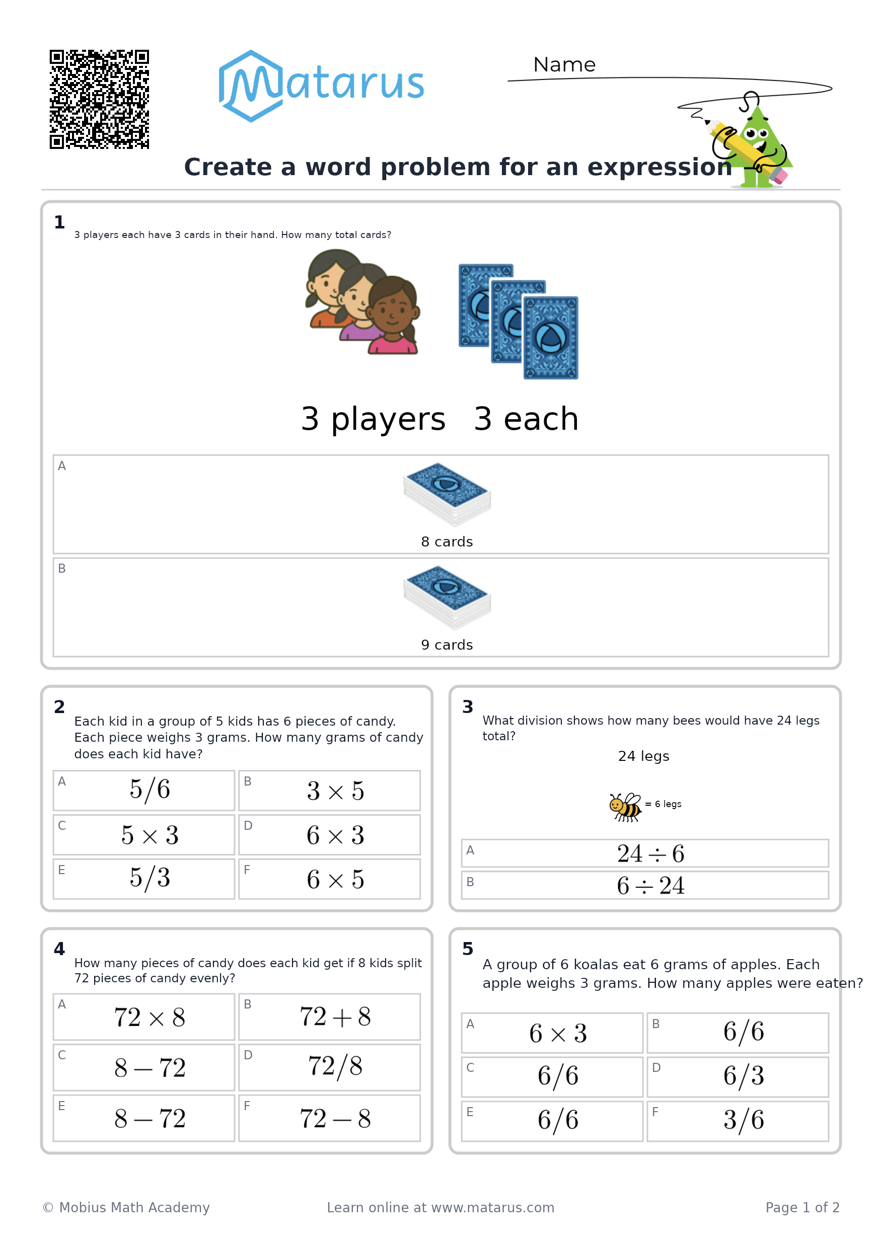 Free downloadable worksheet on grade 6 - Mathematical Reasoning