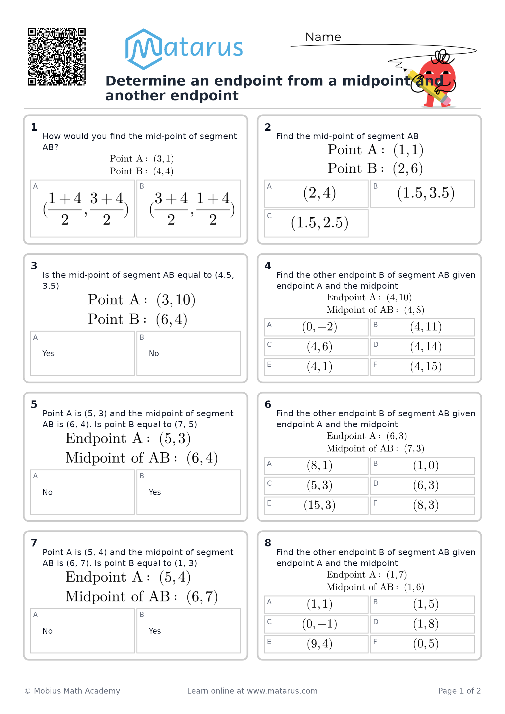 Free downloadable worksheet on grade 10 - Analytic Geometry