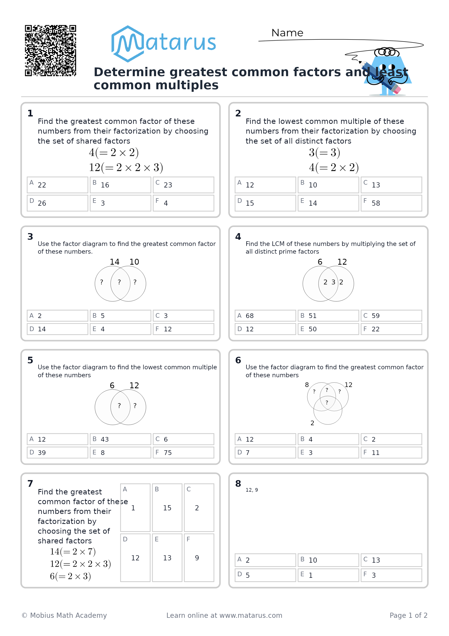 Free downloadable worksheet on grade 7 - Powers and Number Properties