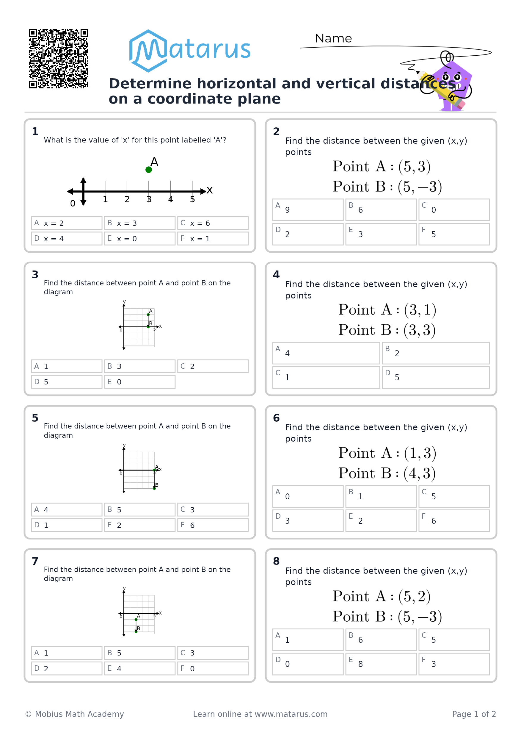 Free downloadable worksheet on grade 7 - Transformations and Coordinate Geometry
