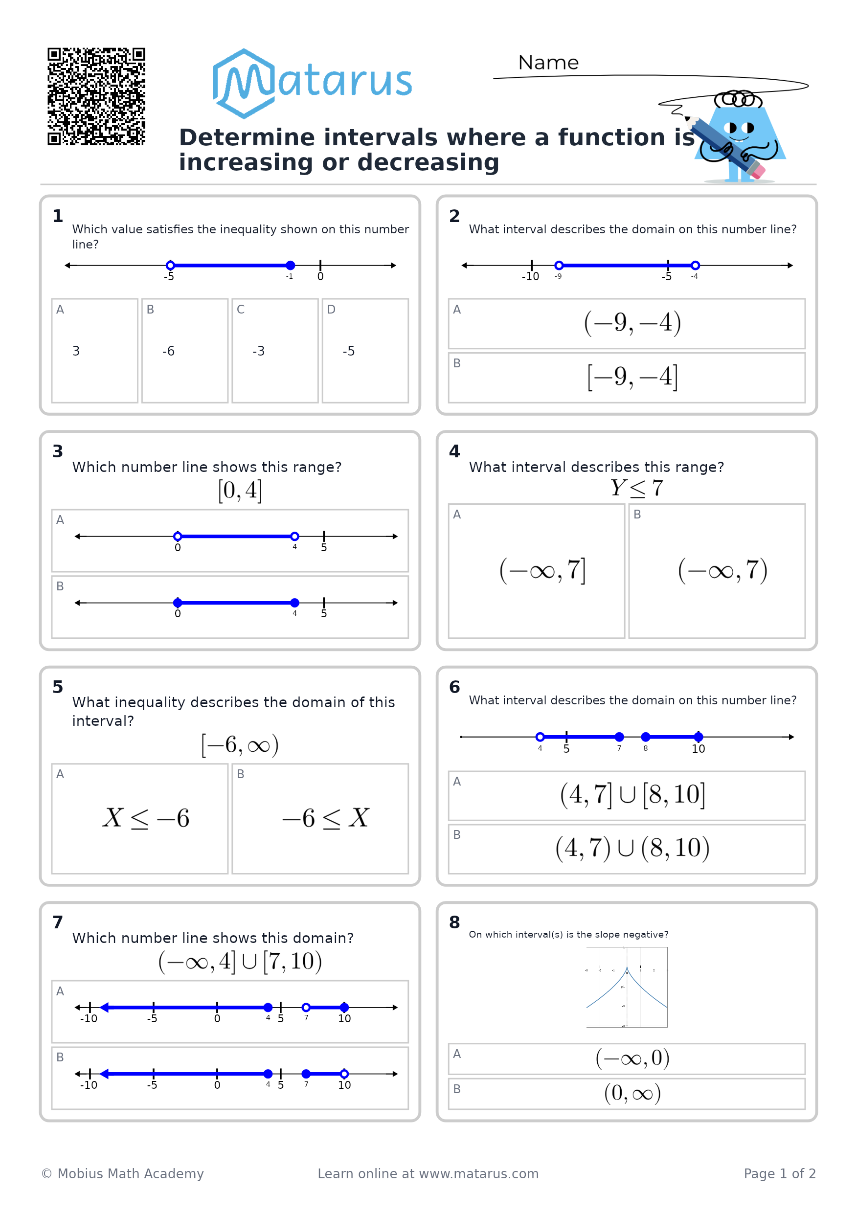 Free downloadable worksheet on grade 11 - Functions and Function Notation