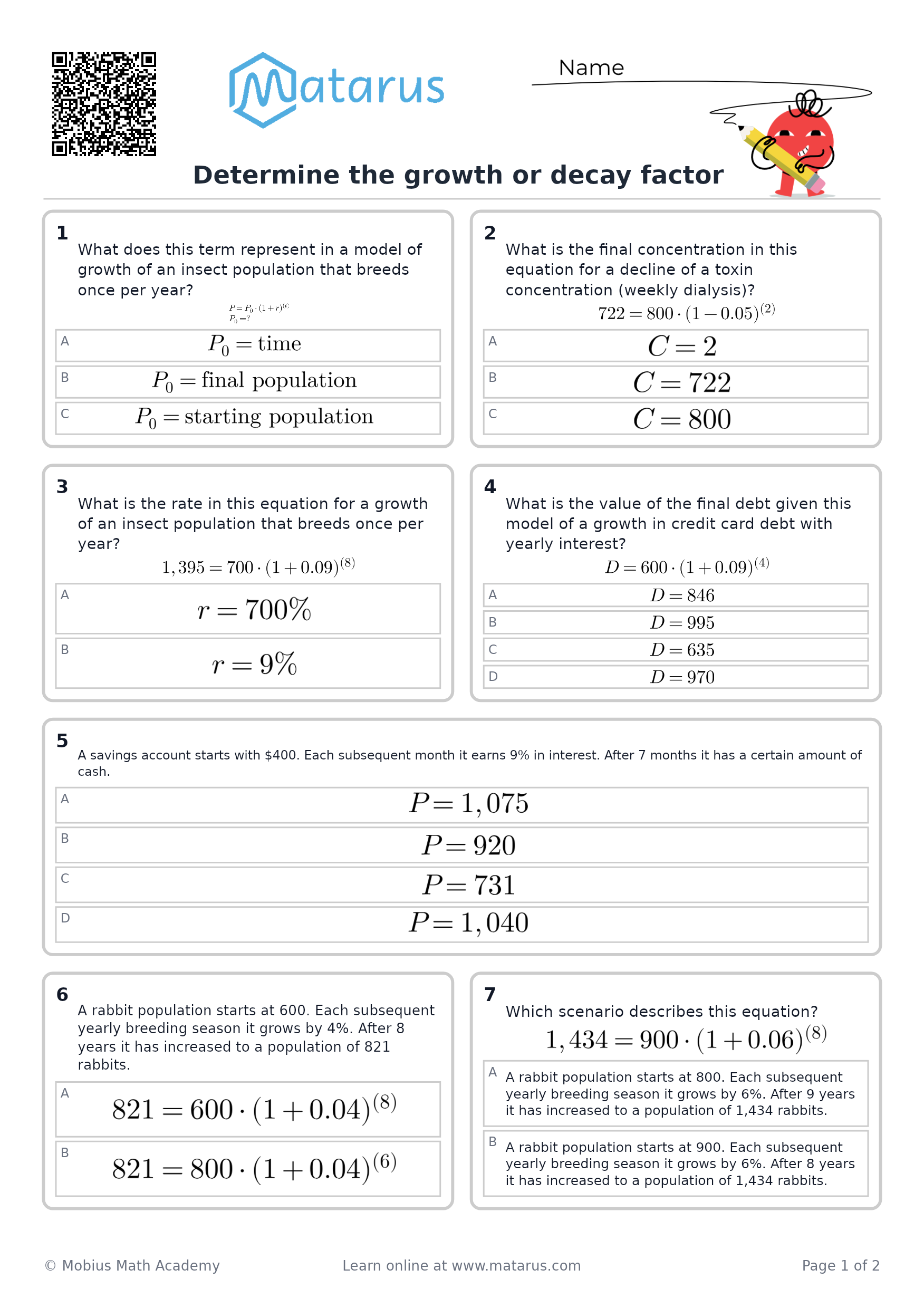 Free downloadable worksheet on grade 11 - Exponential Functions
