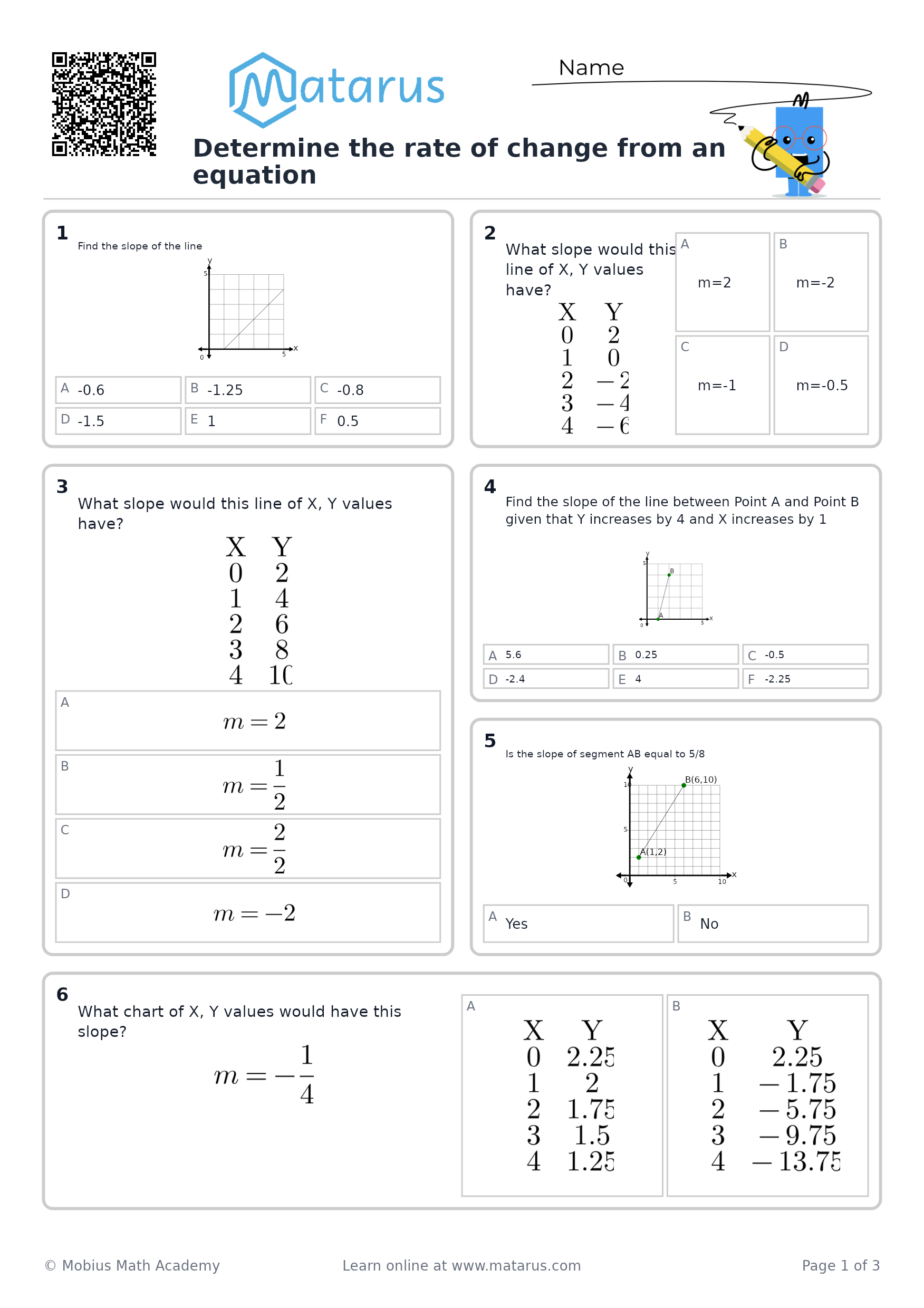 Free downloadable worksheet on grade 9 - Linear Relations