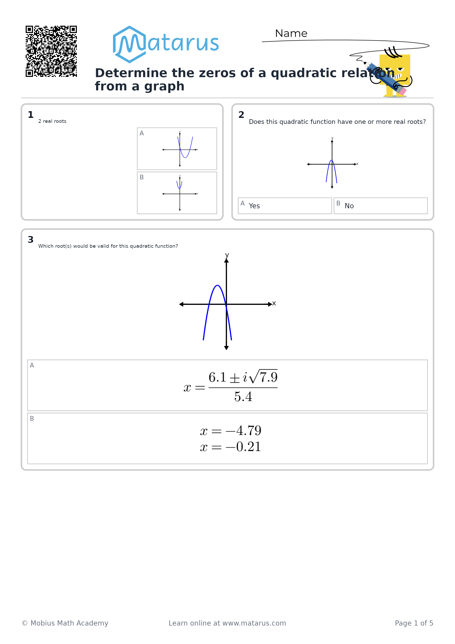 Free downloadable worksheet on grade 10 - Quadratic Relations
