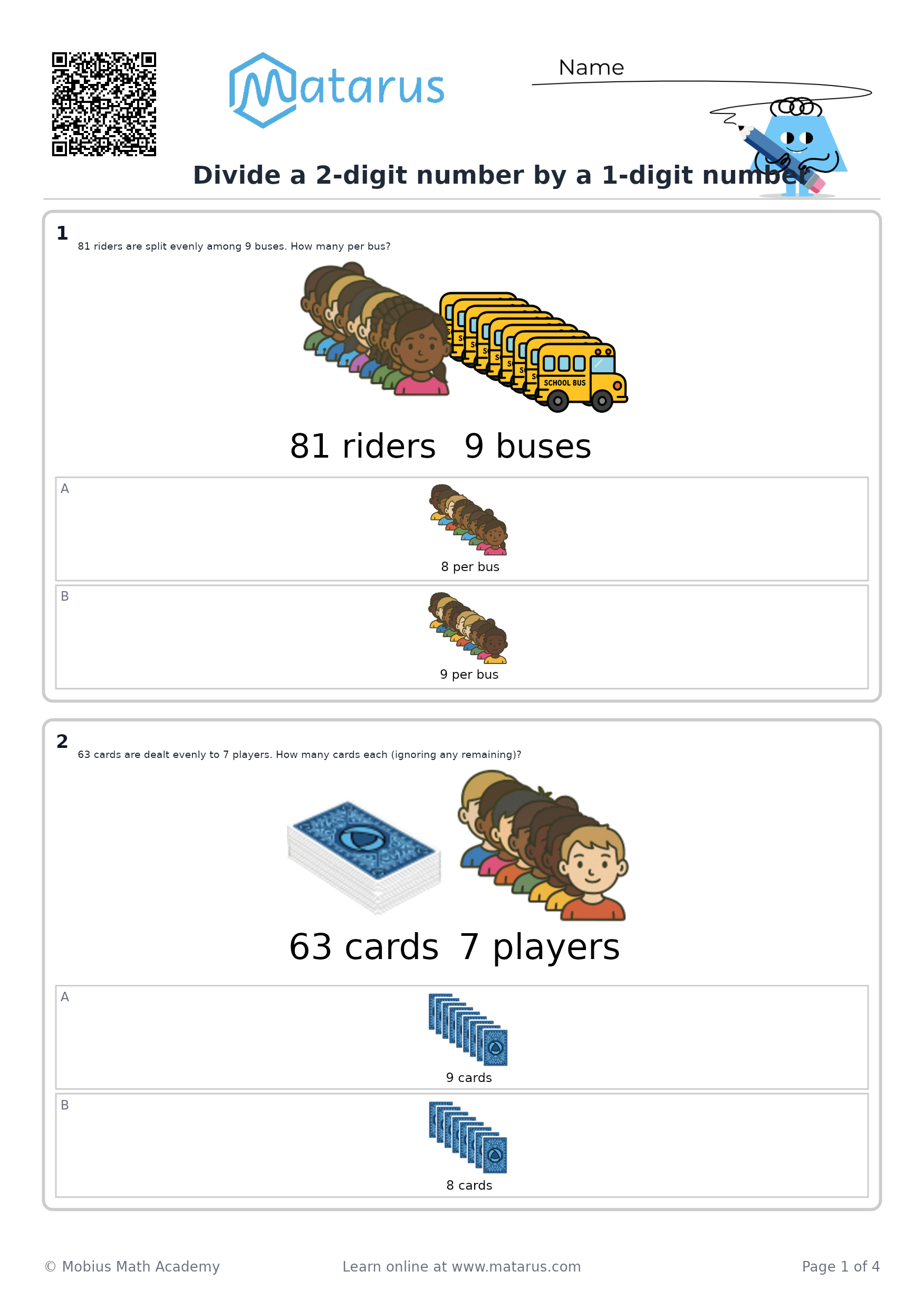 Free downloadable worksheet on grade 4 - Division
