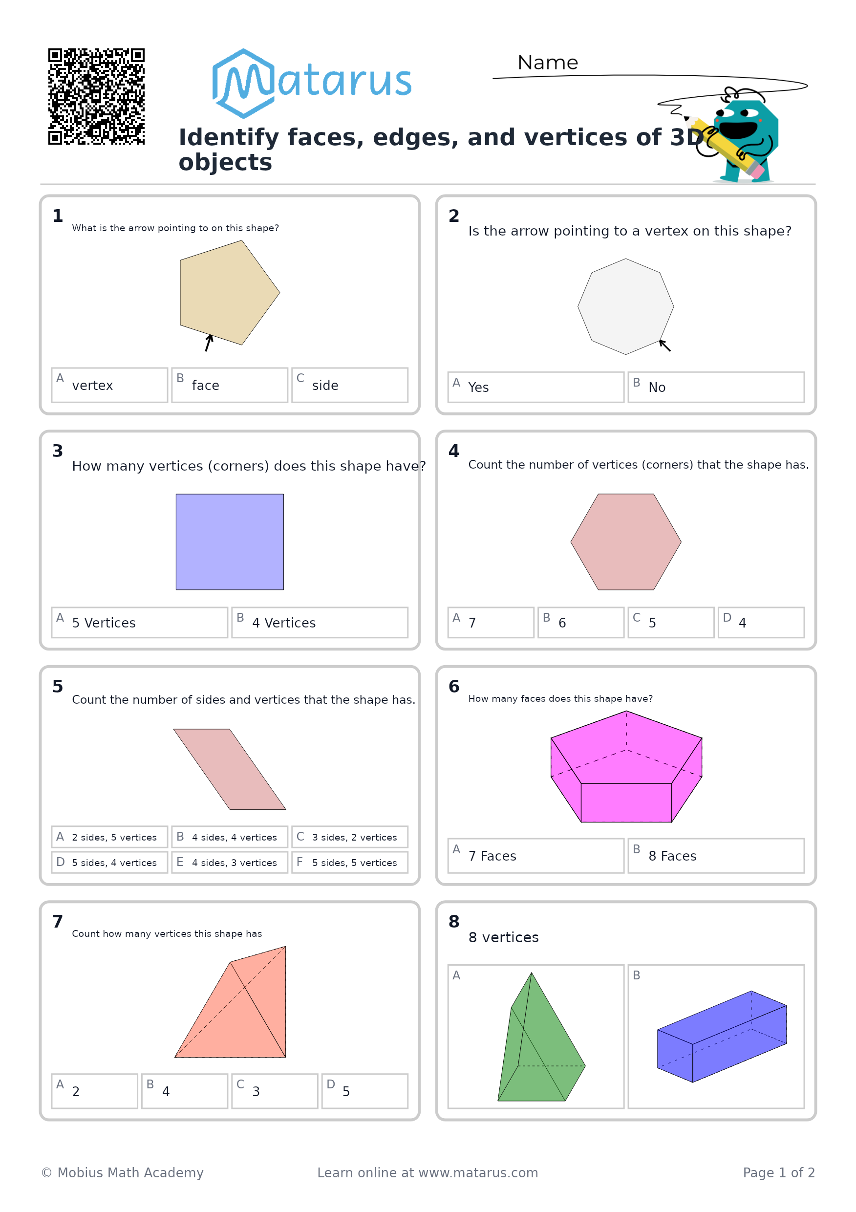 Free downloadable worksheet on grade 3 - Geometry