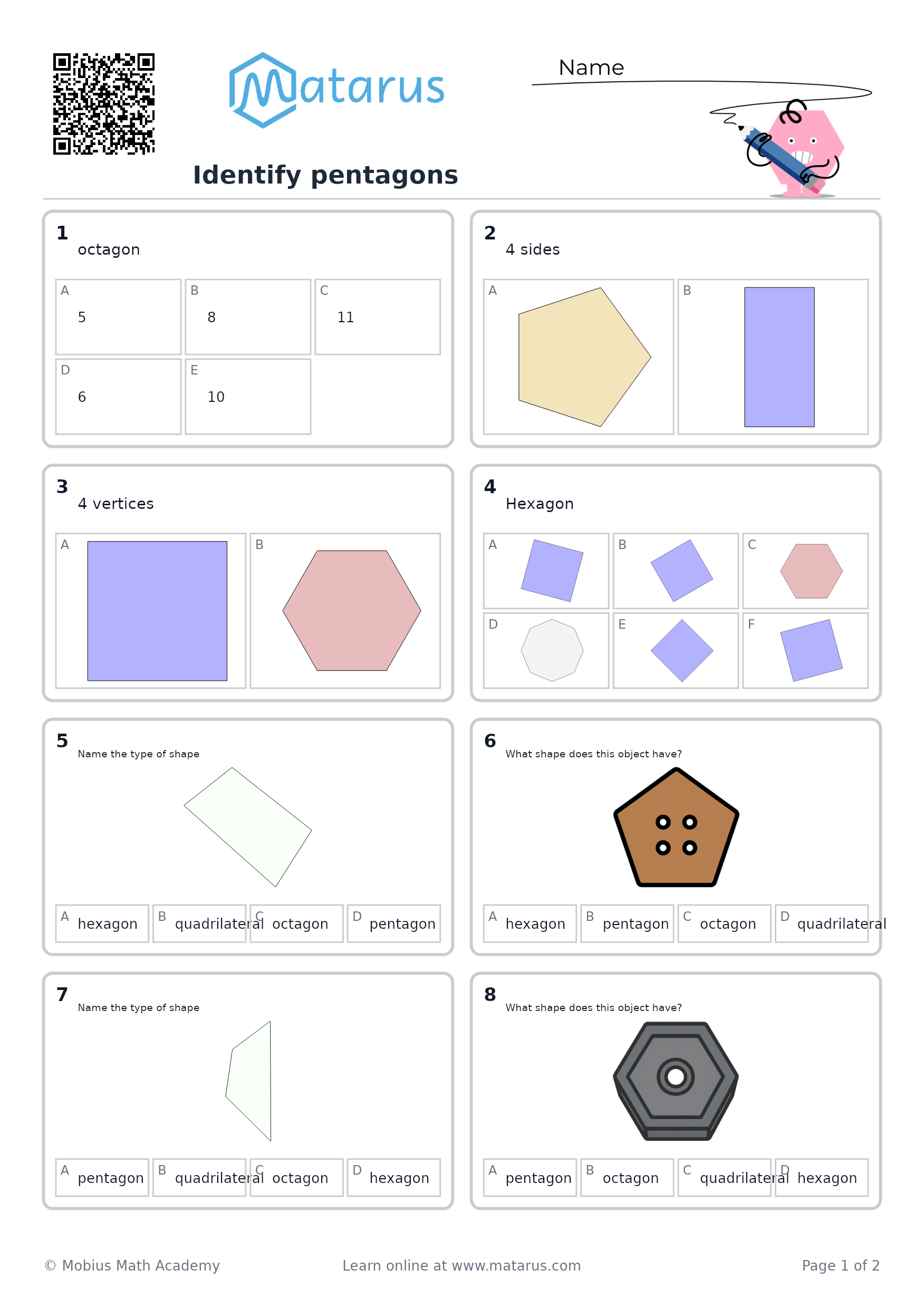 Free downloadable worksheet on grade 2 - Geometry