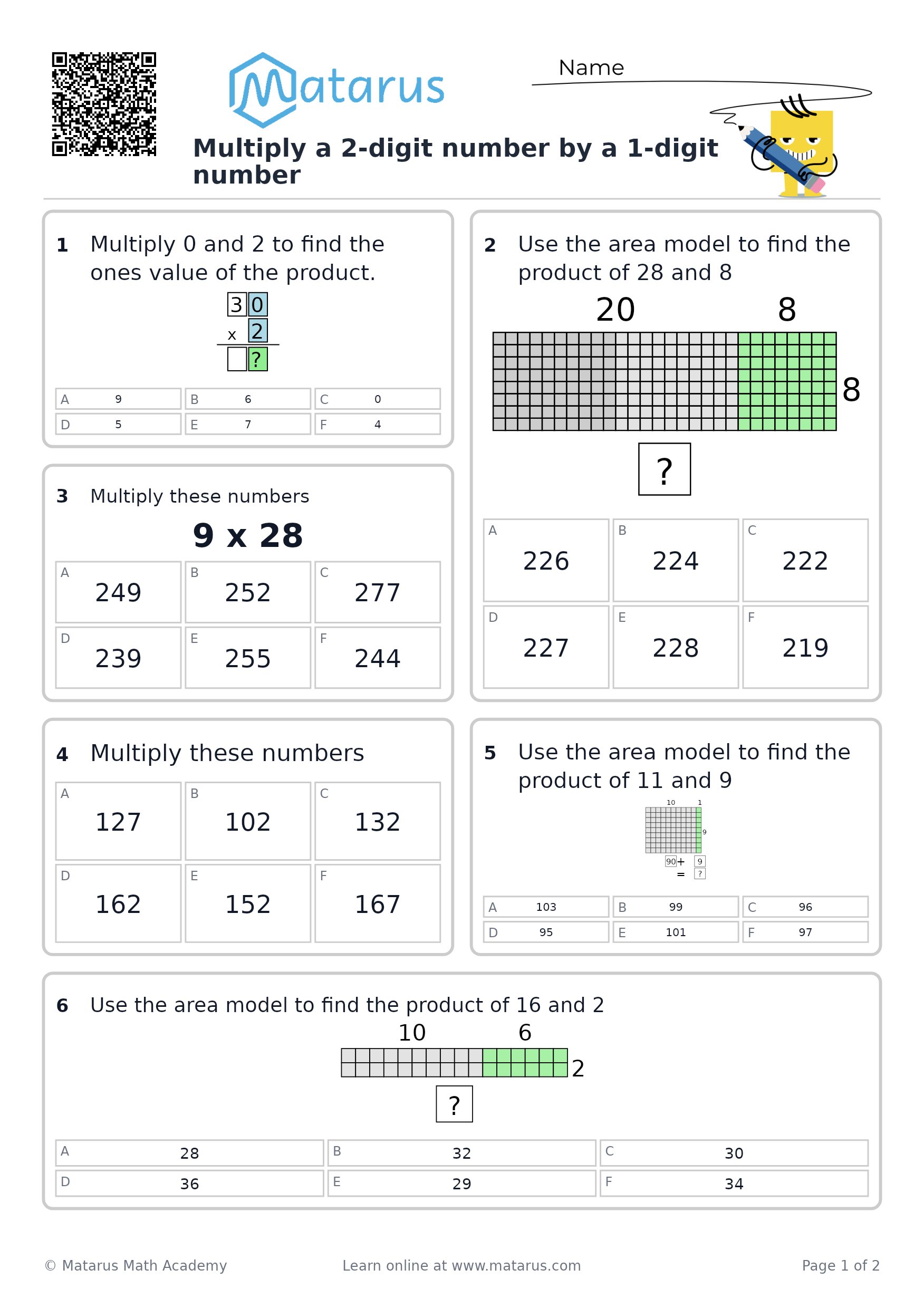 Free downloadable worksheet on grade 4 - Multiplication