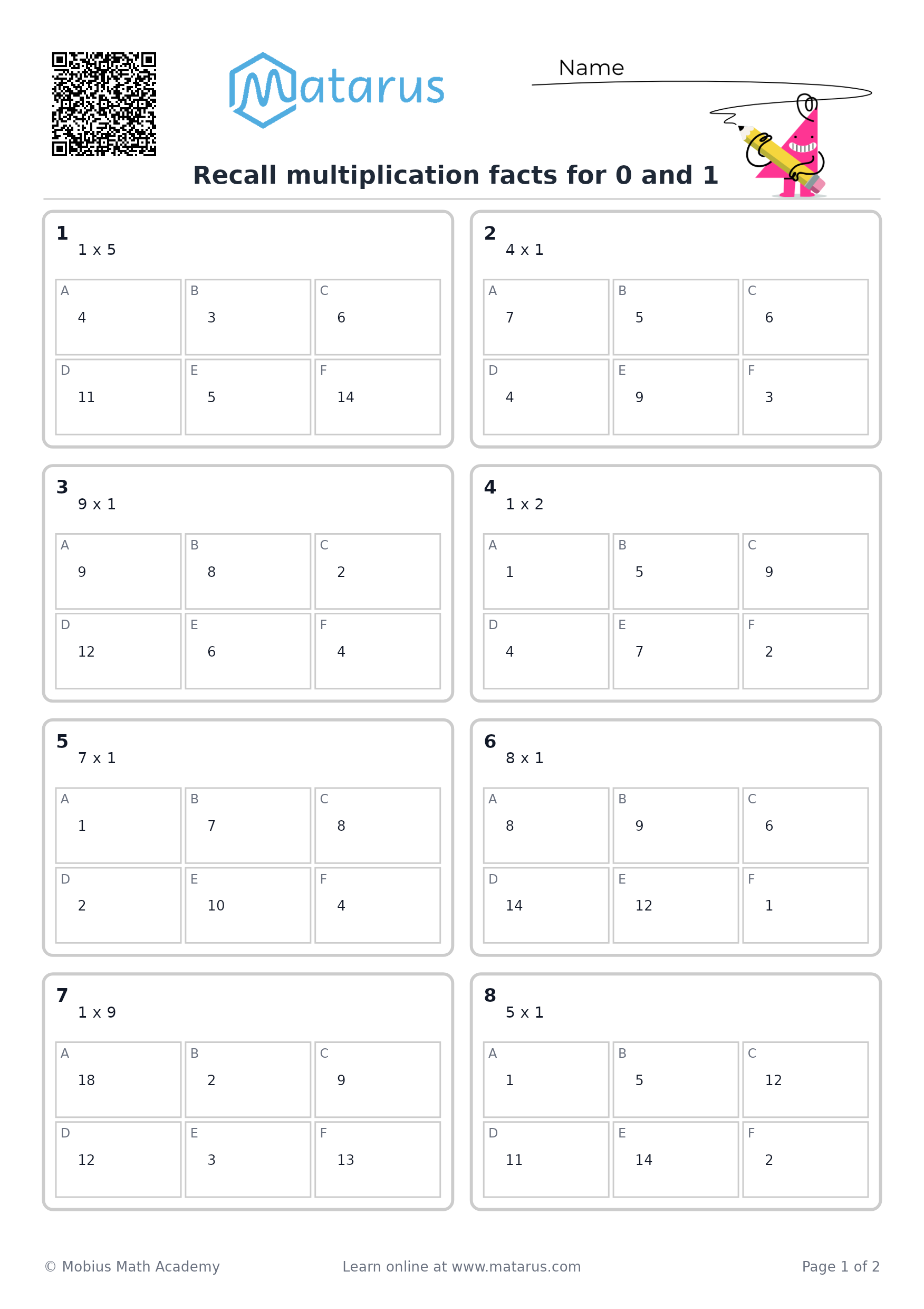 Free downloadable worksheet on grade 3 - Multiplication