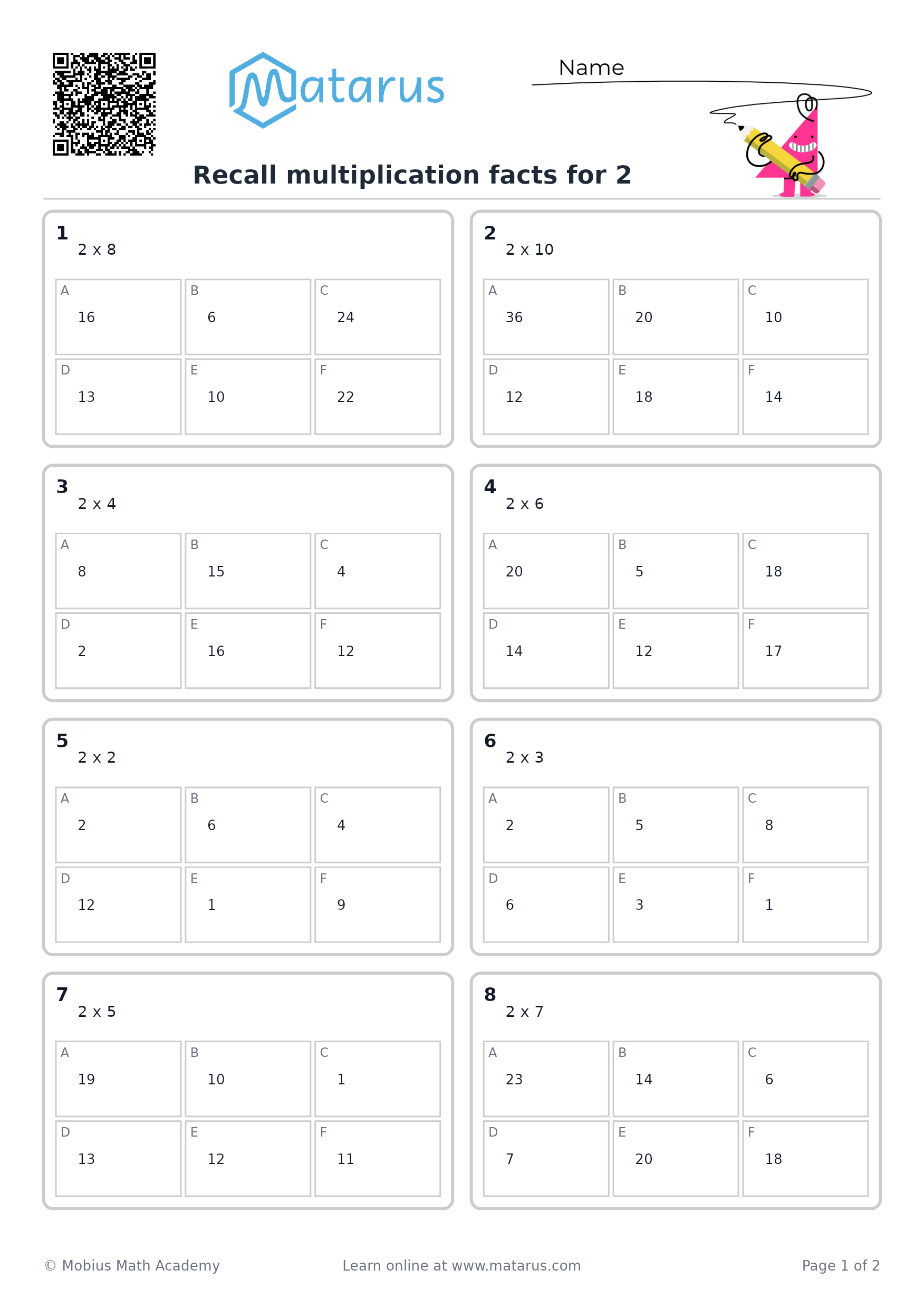 Free downloadable worksheet on grade 3 - Multiplication