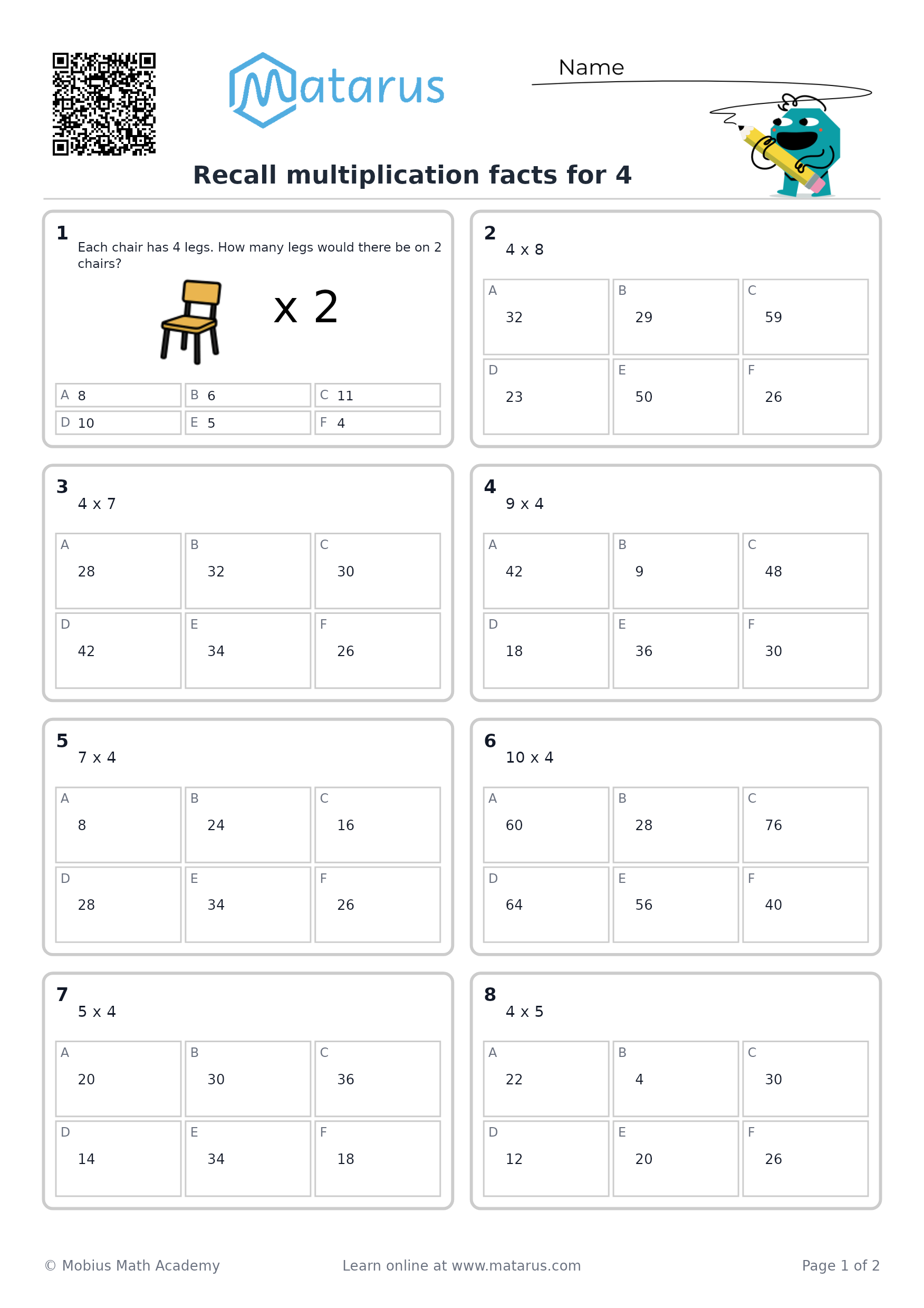 Free downloadable worksheet on grade 3 - Multiplication