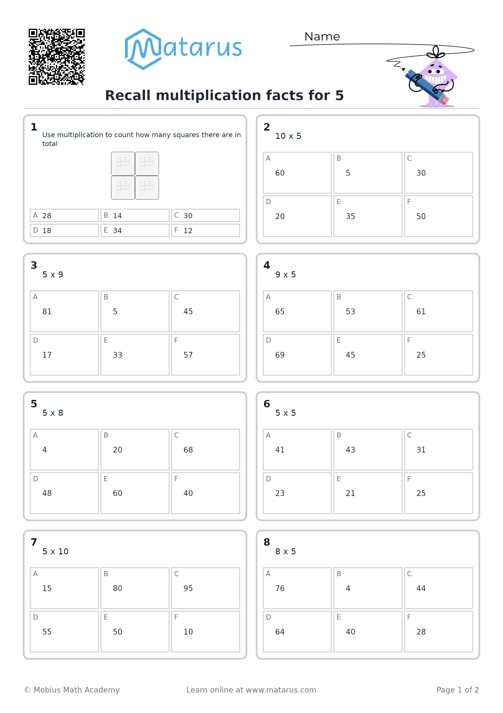 Free downloadable worksheet on grade 3 - Multiplication