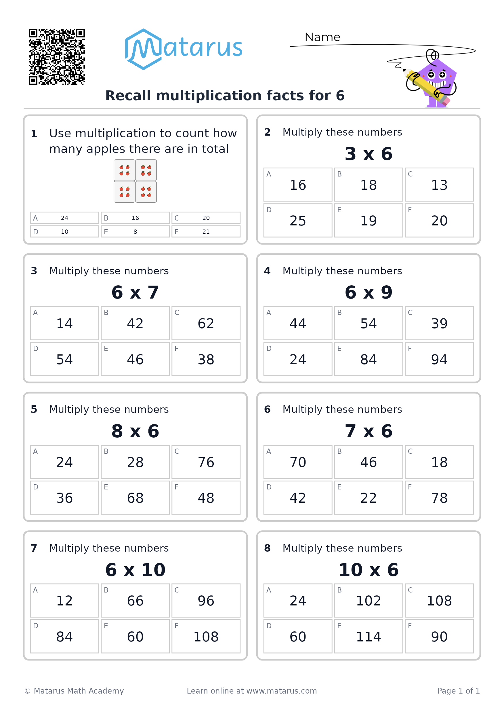 Free downloadable worksheet on grade 3 - Multiplication