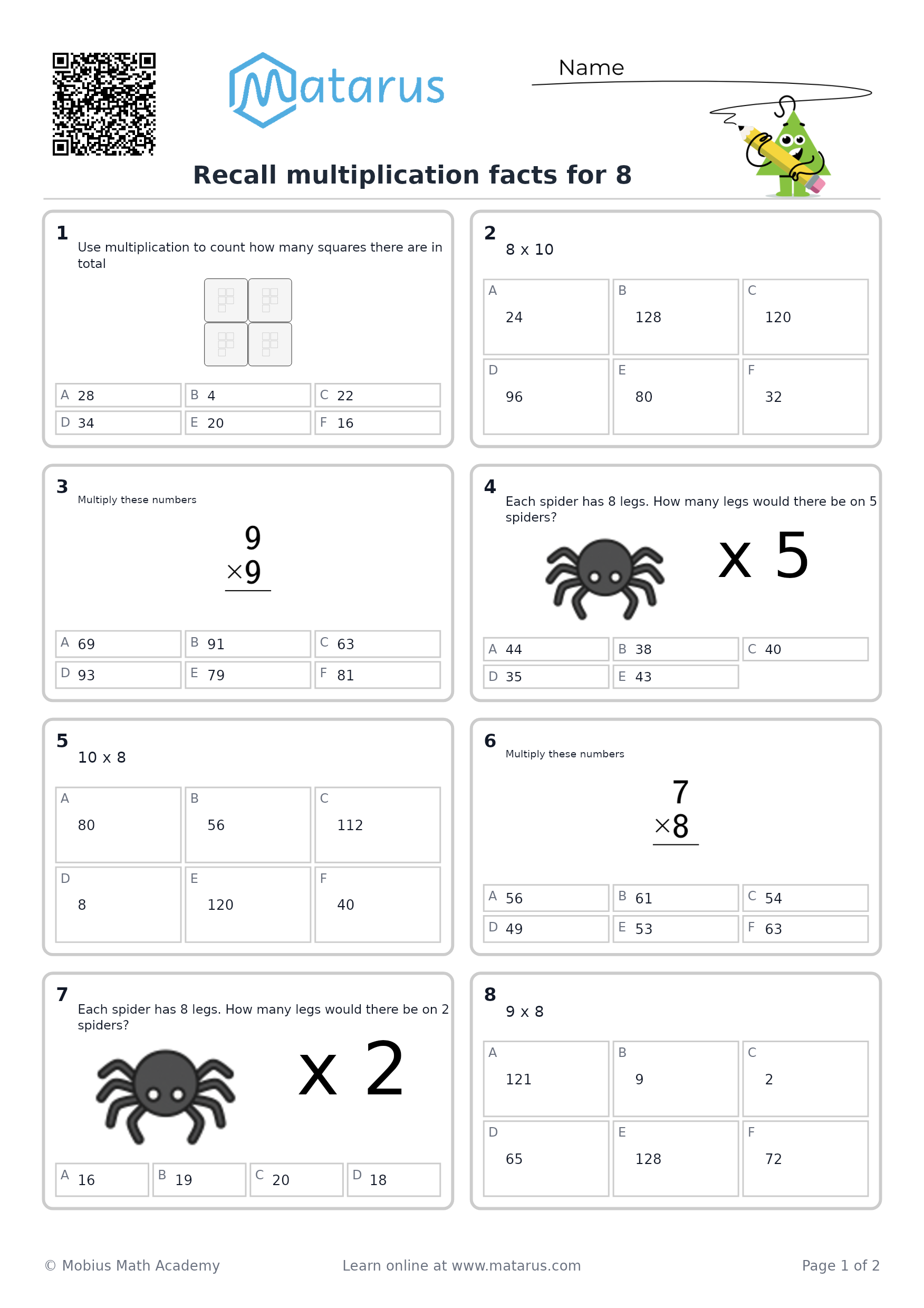 Free downloadable worksheet on grade 3 - Multiplication