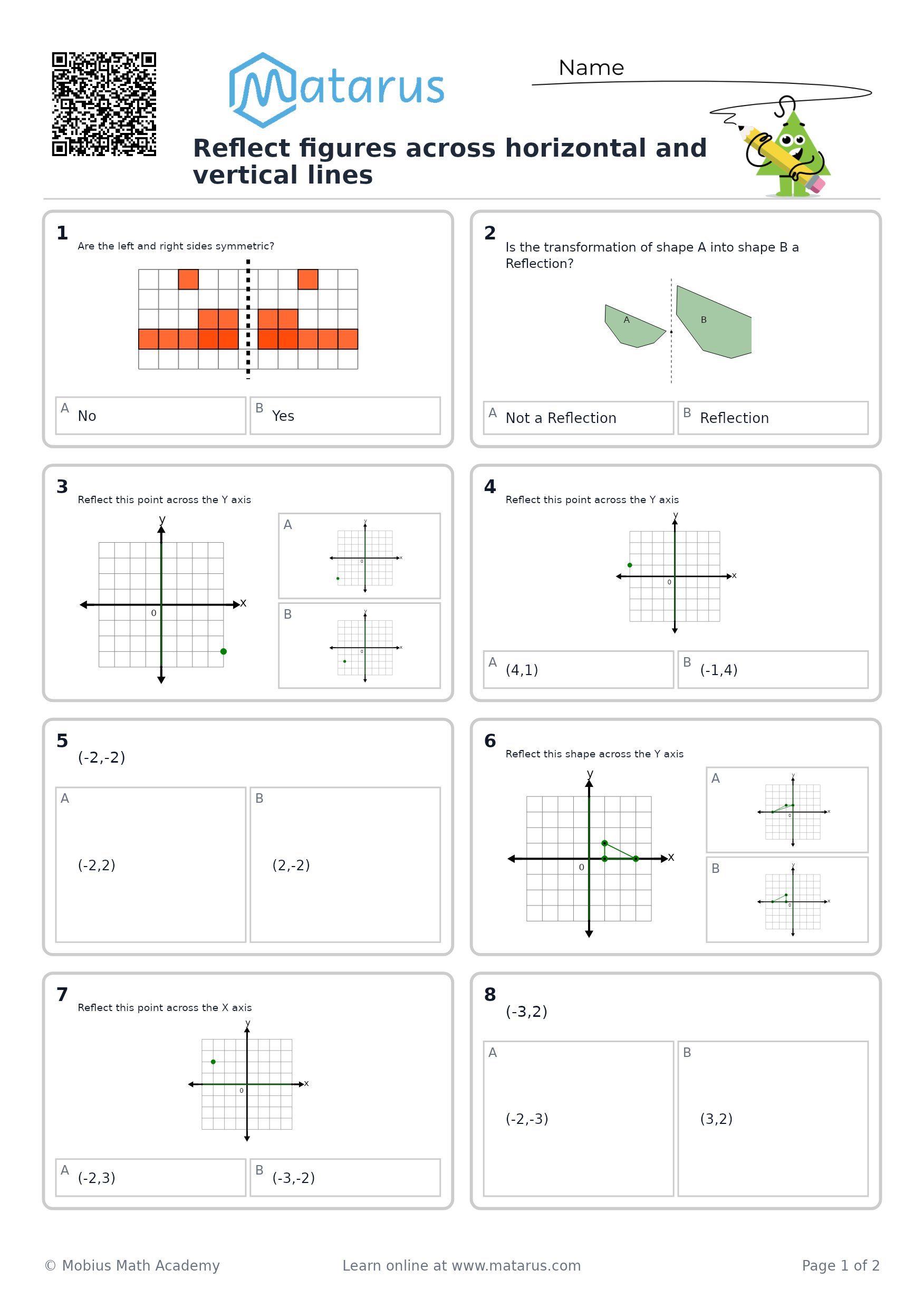 Free downloadable worksheet on grade 9 - Transformations
