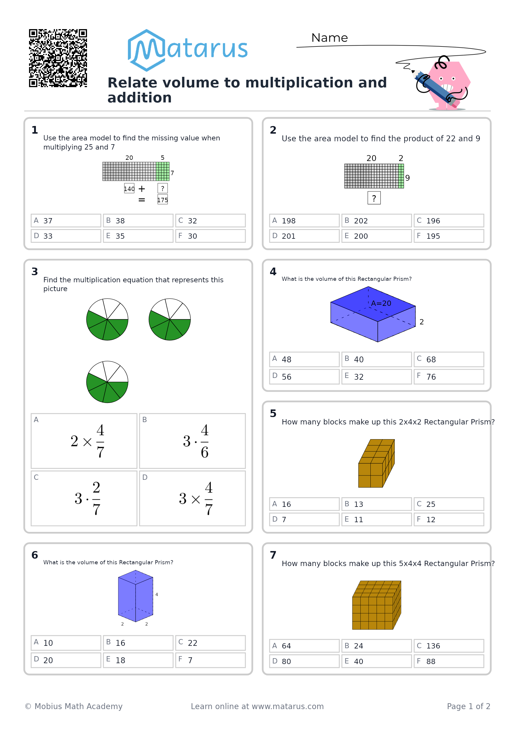 Free downloadable worksheet on grade 6 - Measurement