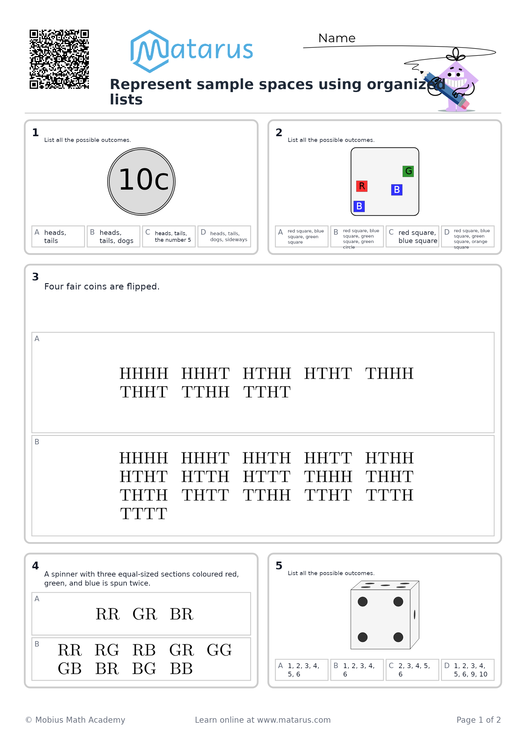 Free downloadable worksheet on grade 10 - Probability