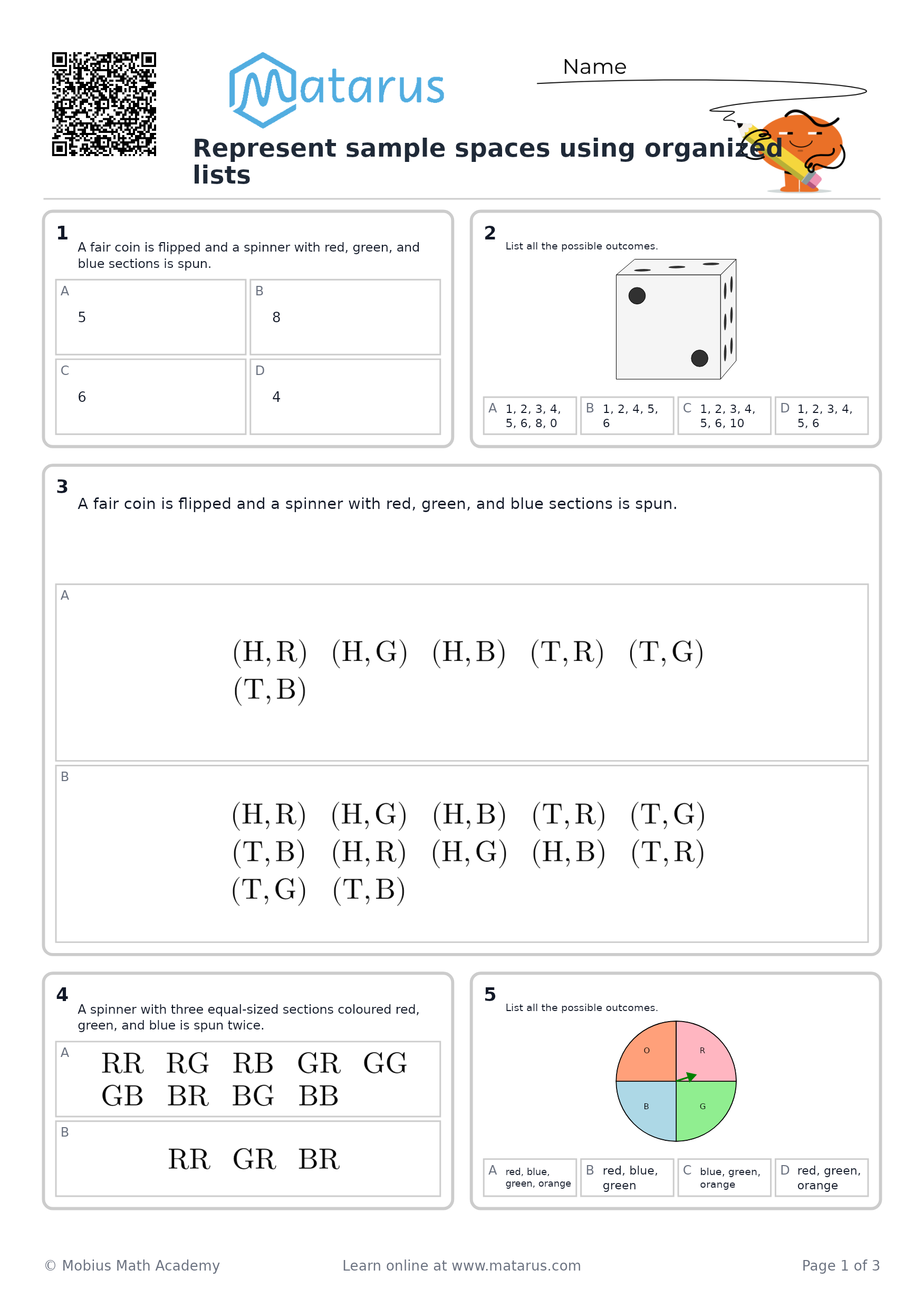 Free downloadable worksheet on grade 9 - Probability