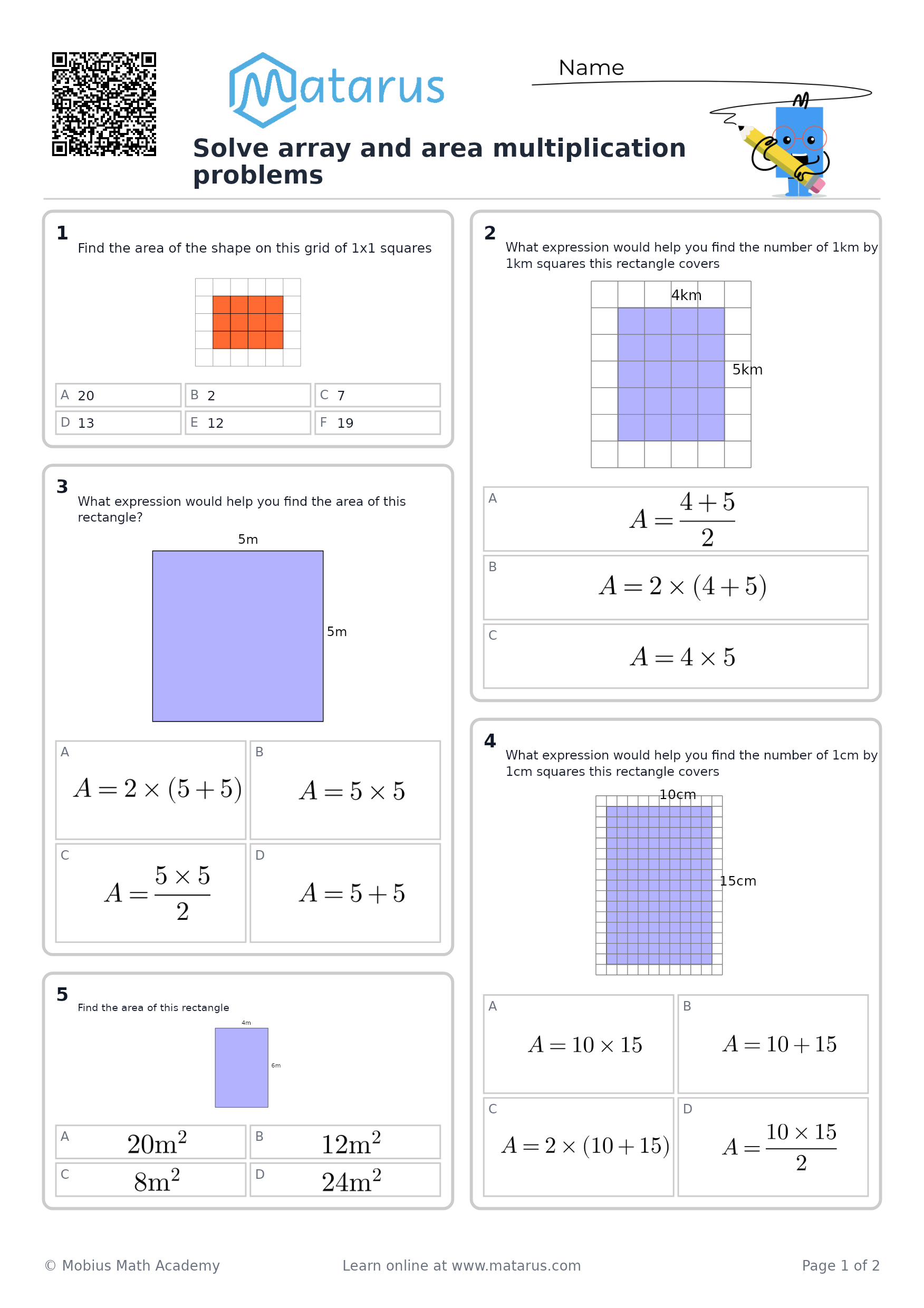 Free downloadable worksheet on grade 3 - Multiplication
