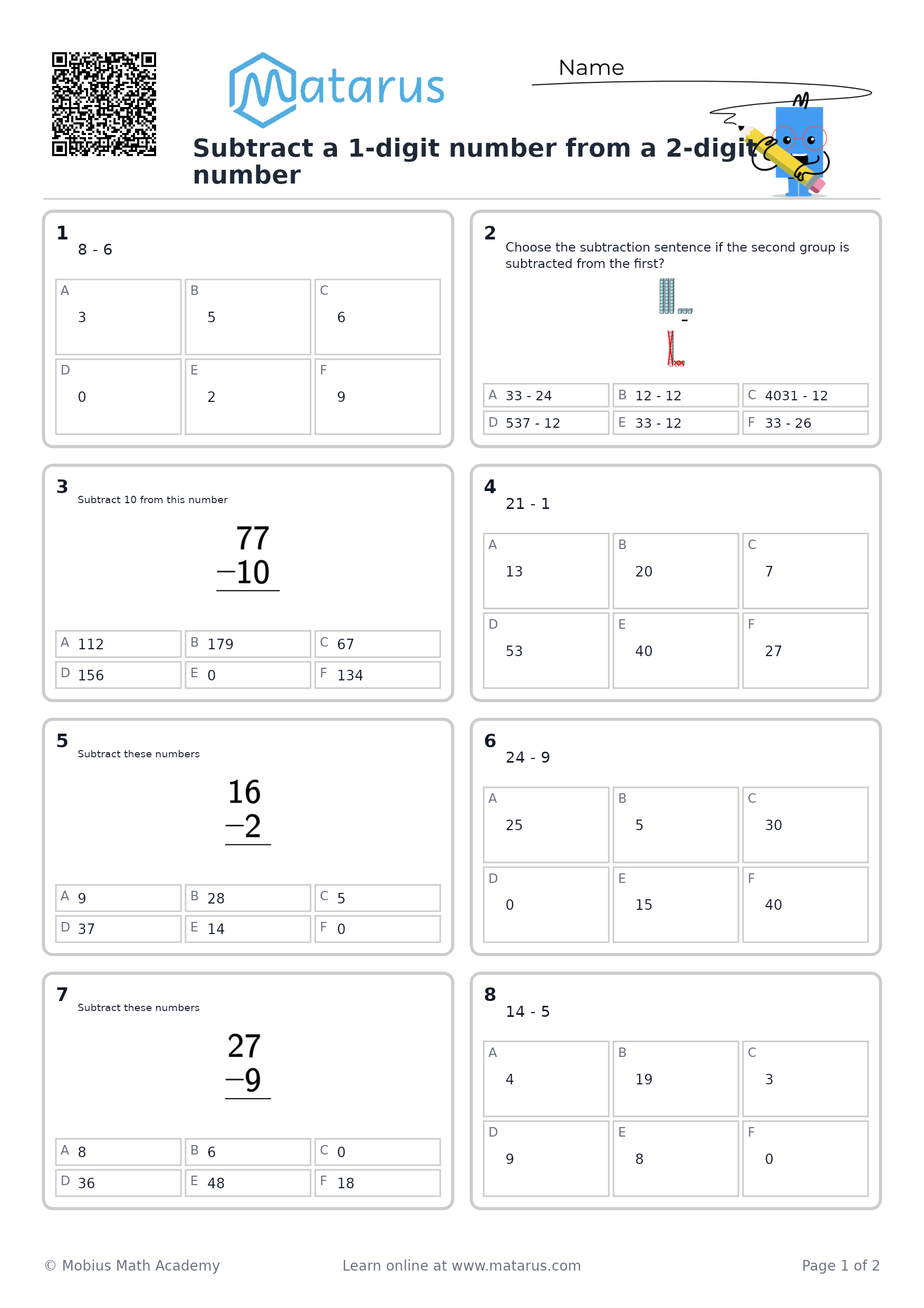 Free downloadable worksheet on grade 3 - Addition and Subtraction