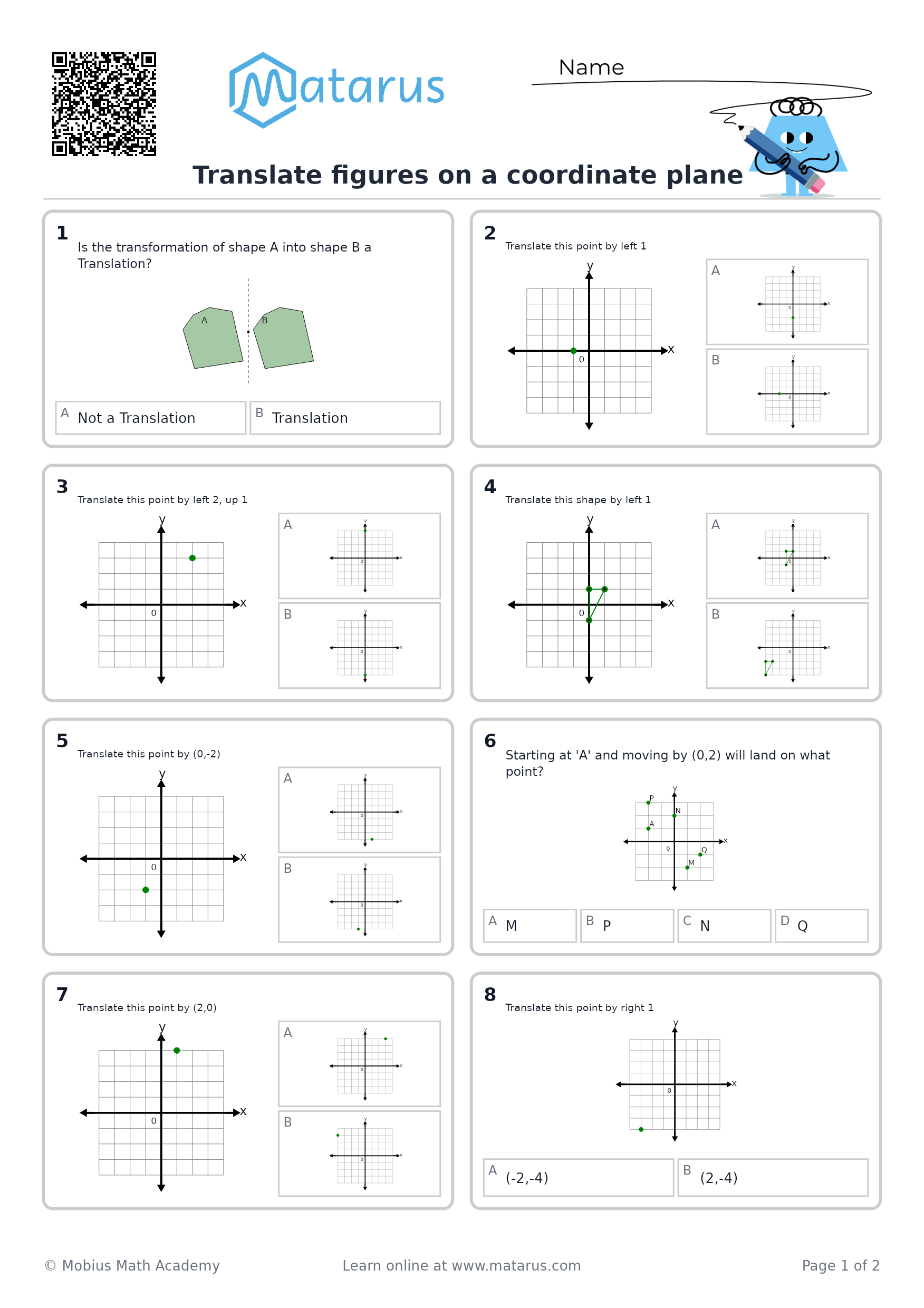 Free downloadable worksheet on grade 9 - Transformations