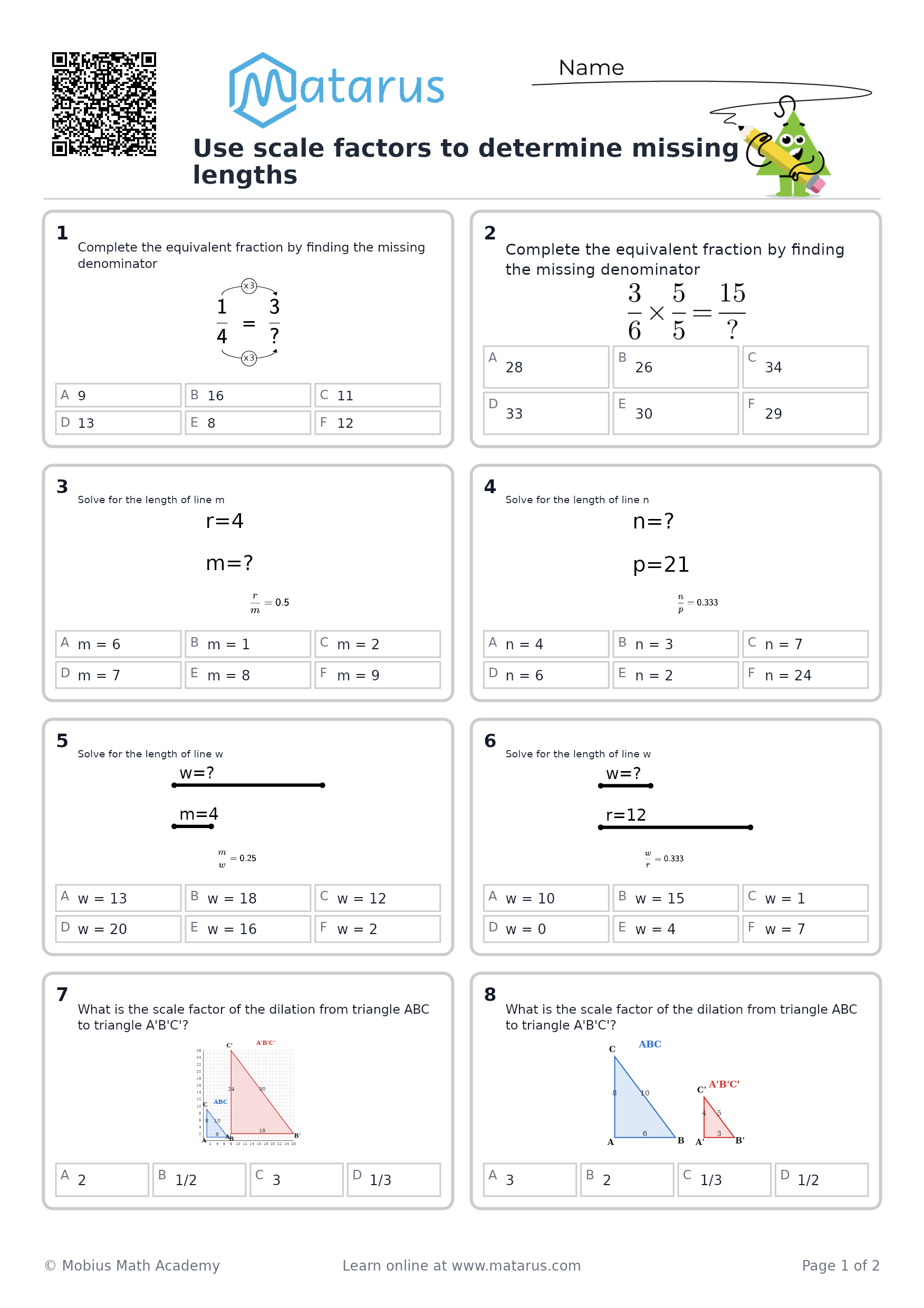 Free downloadable worksheet on grade 10 - Geometry and Similarity