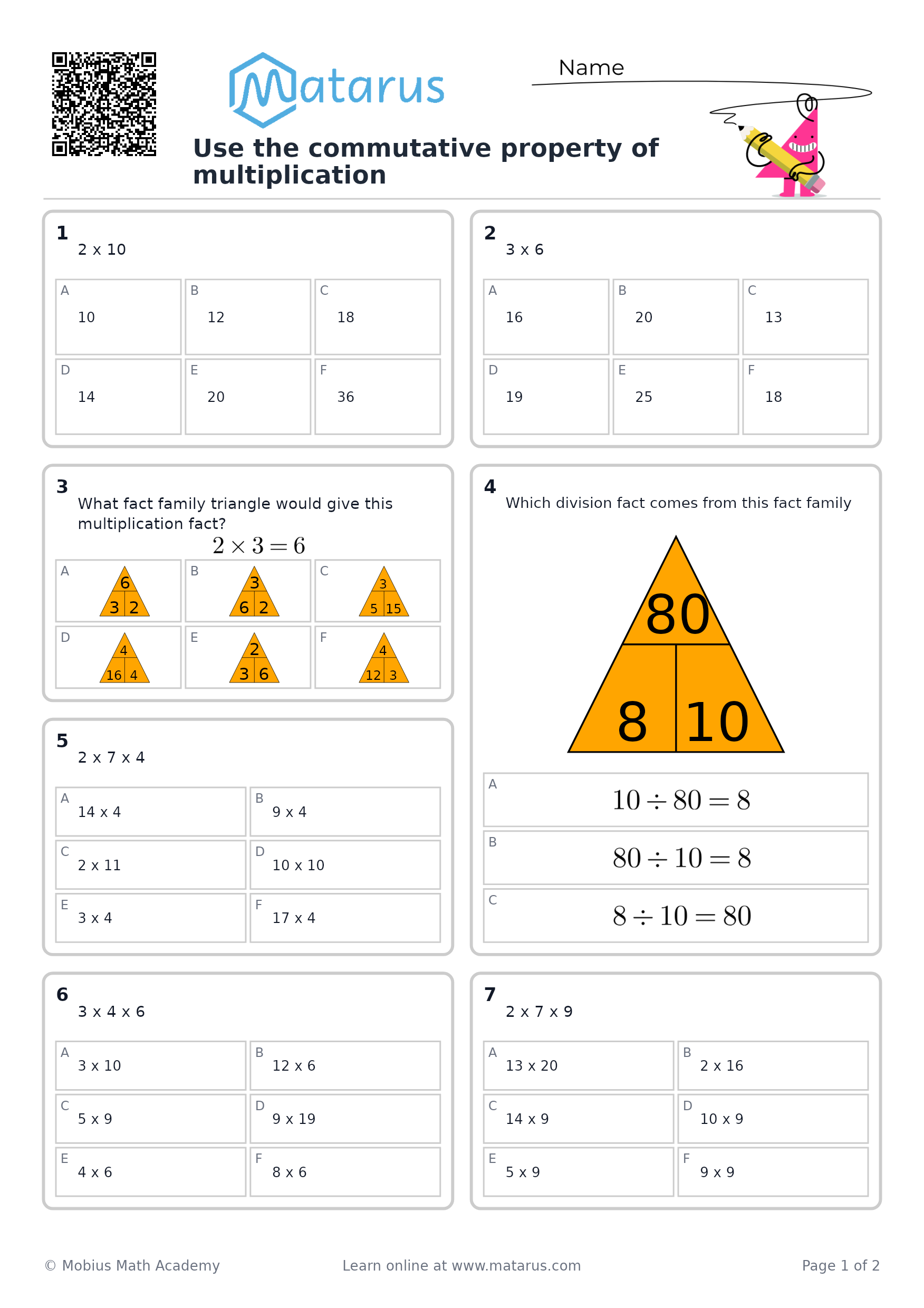 Free downloadable worksheet on grade 3 - Multiplication
