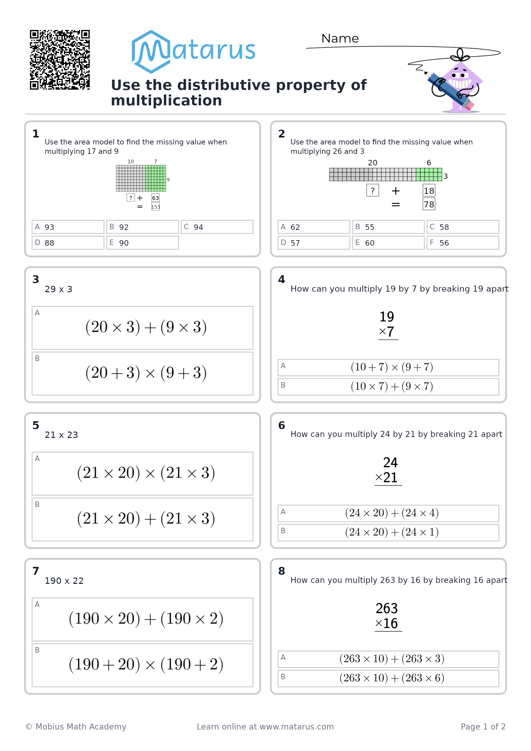 Free downloadable worksheet on grade 4 - Multiplication