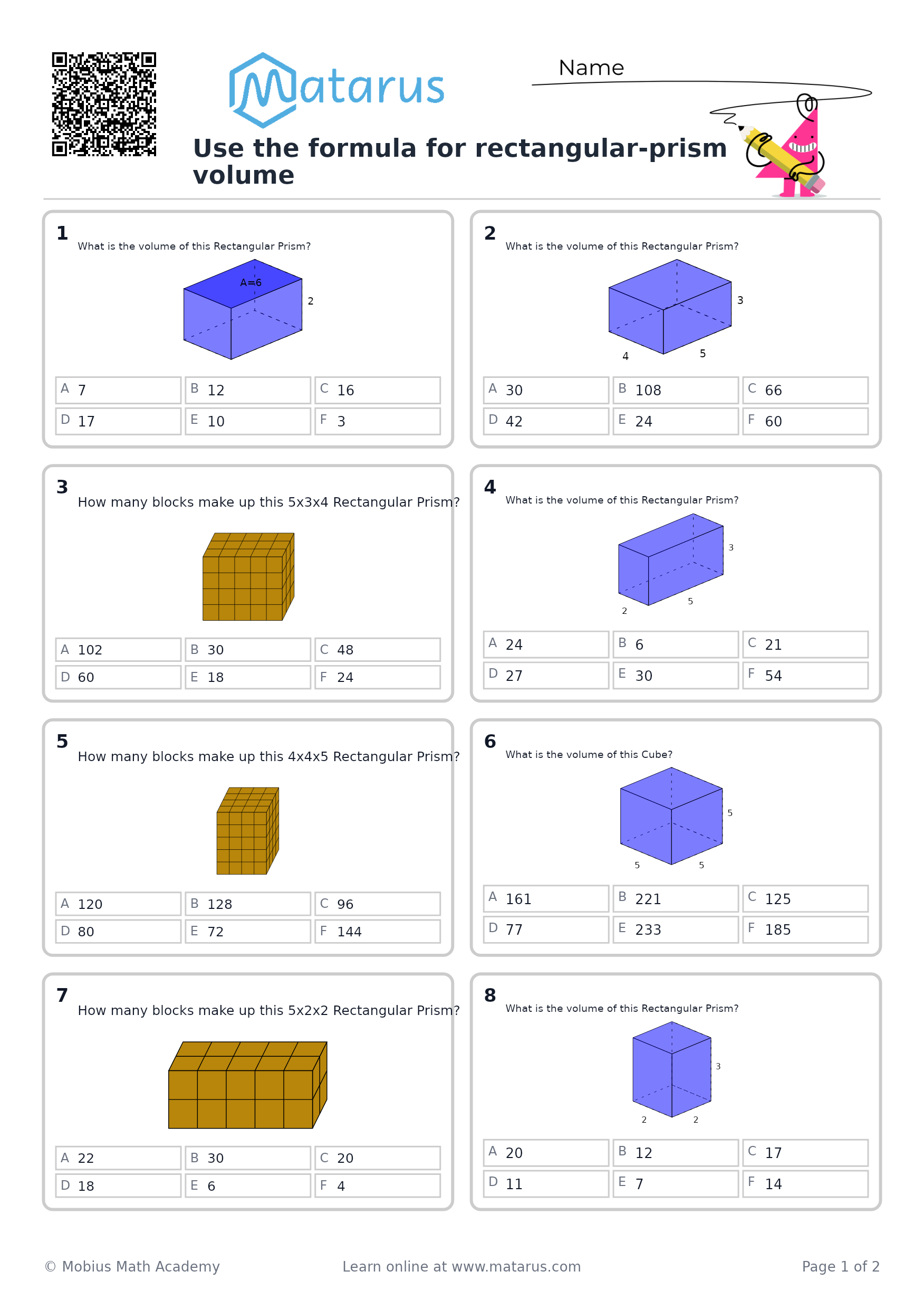 Free downloadable worksheet on grade 6 - Measurement