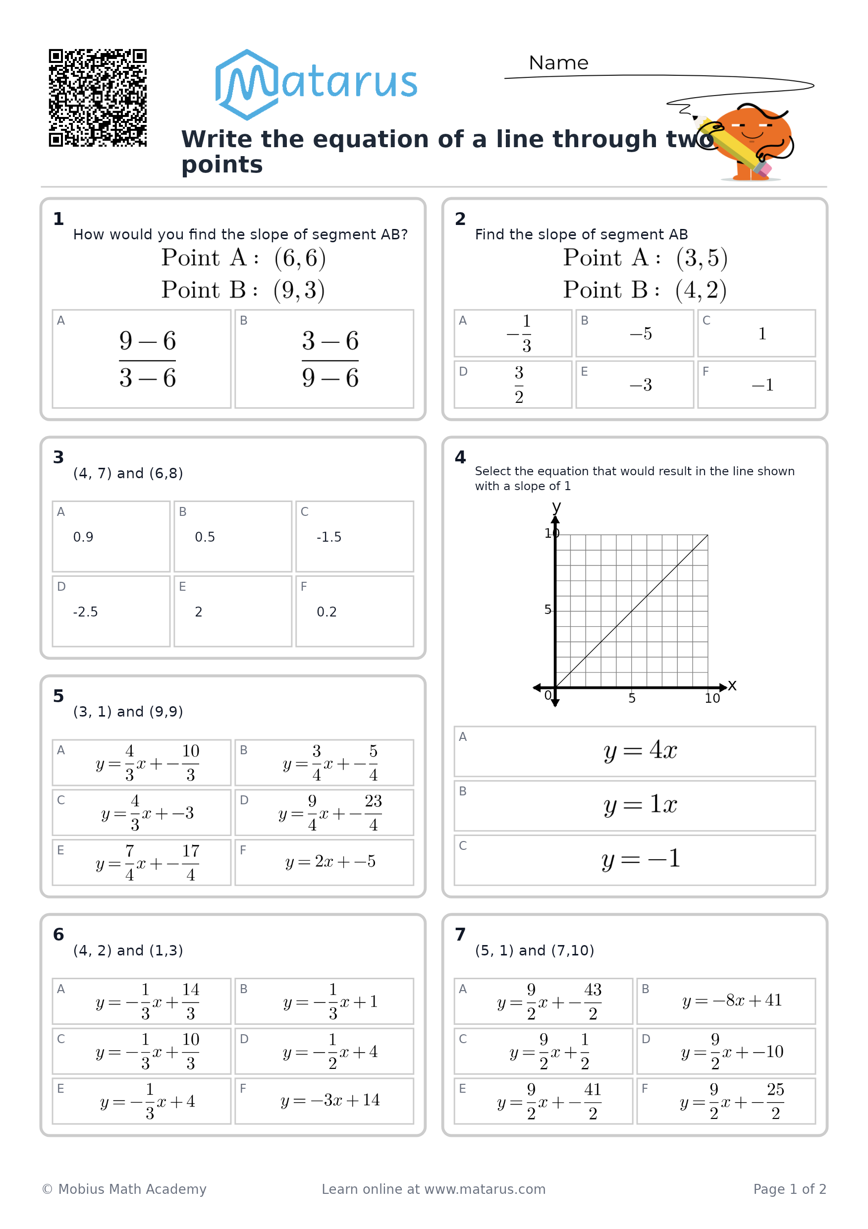 Free downloadable worksheet on grade 9 - Coordinate Geometry